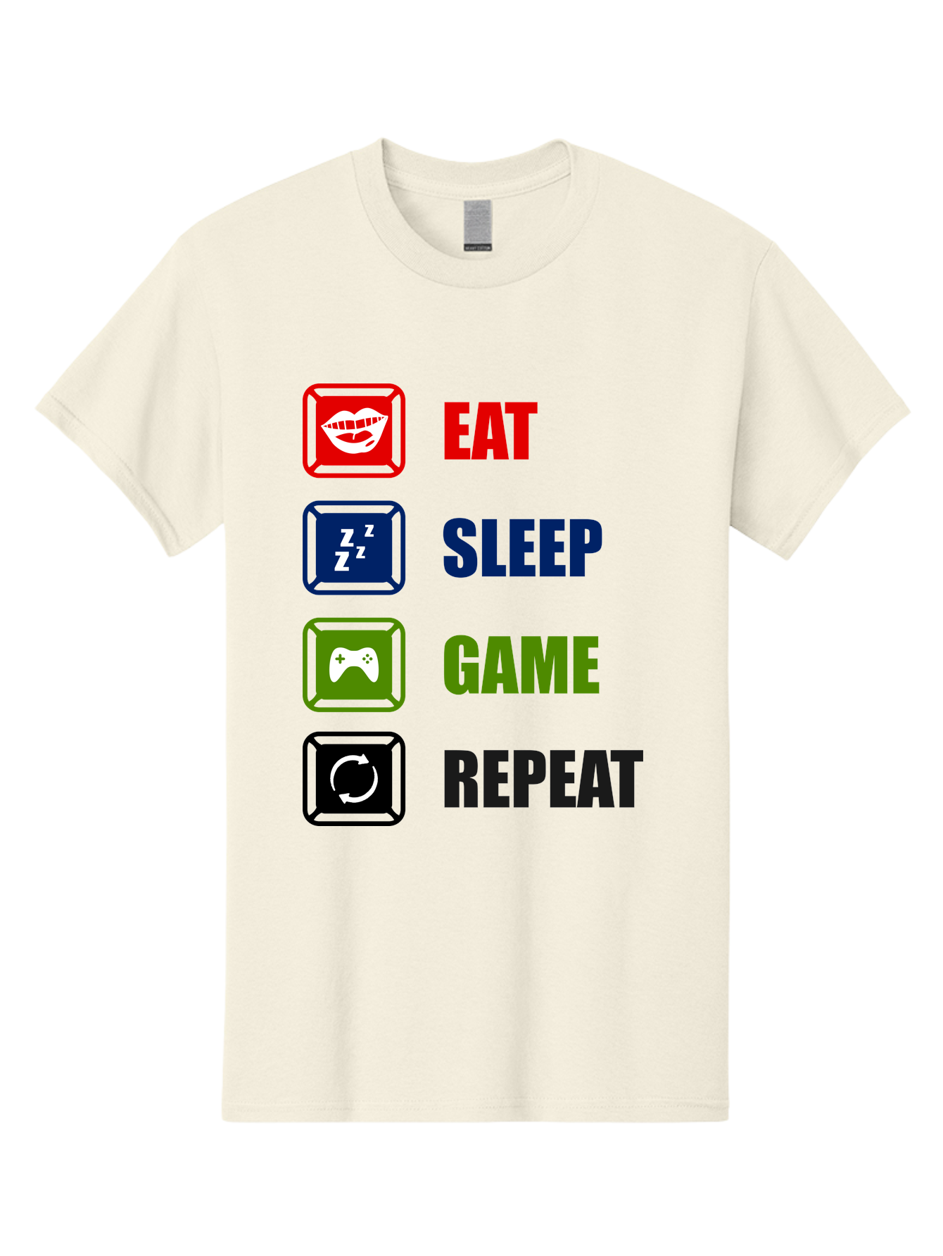 Eat-Sleep-Game-Repeat Men'S Graphic Tee, 100% Cotton, Comfortable Casual Summer Wear, Machine Washable, Gamer Lifestyle, Video Game Culture, Gaming Habits, Eat, Sleep, Game, Repeat, Gaming Community, Gamer Life - Aaa626