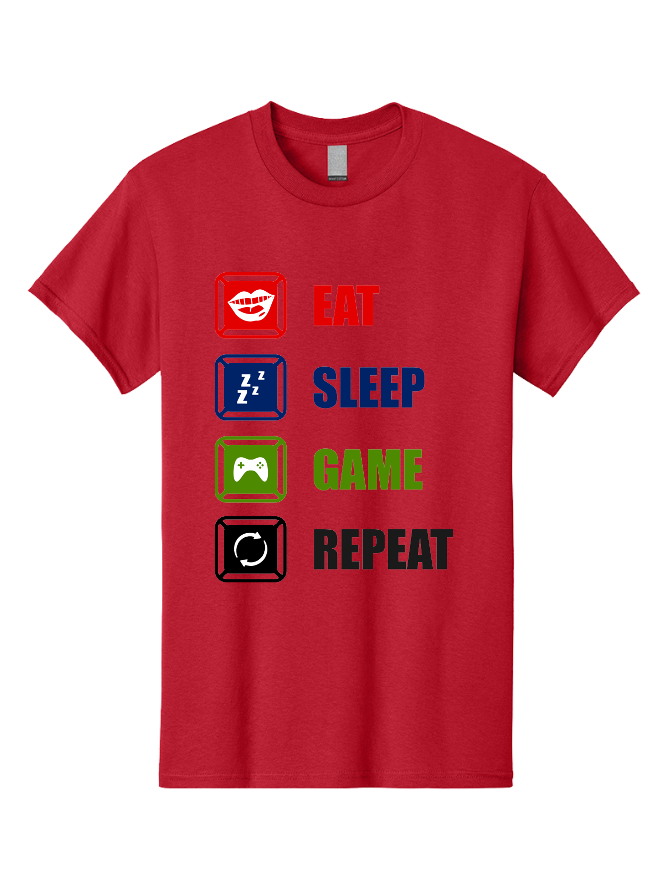 Eat-Sleep-Game-Repeat Men'S Graphic Tee, 100% Cotton, Comfortable Casual Summer Wear, Machine Washable, Gamer Lifestyle, Video Game Culture, Gaming Habits, Eat, Sleep, Game, Repeat, Gaming Community, Gamer Life - Aaa626