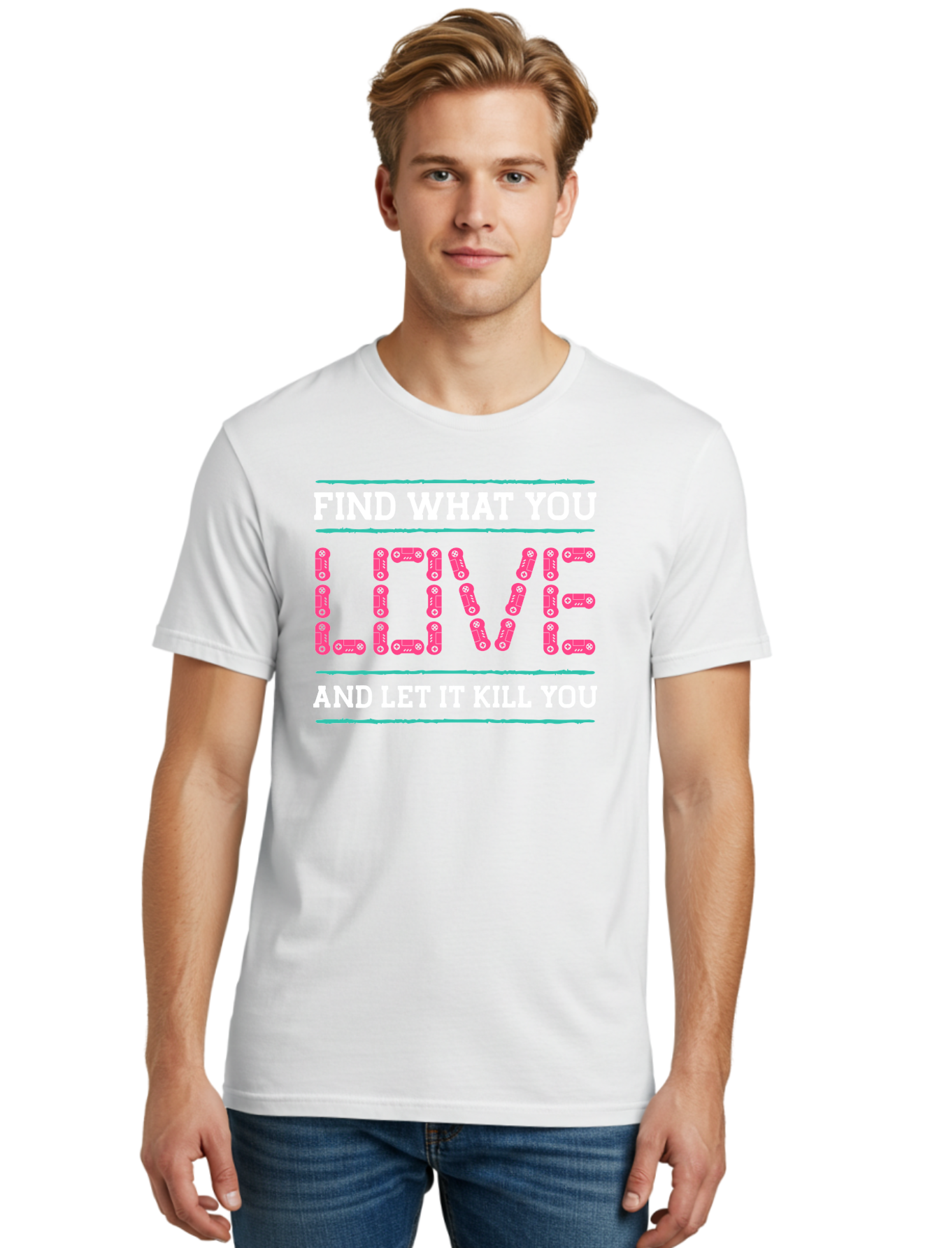 Find-What-You-Love-And-Let-It-Kill-You Men'S Graphic Tee, 100% Cotton, Comfortable Casual Summer Wear, Machine Washable, Inspirational Quote, Love And Passion, Motivational Words, Typographic Art, Bold Font, Striking Visuals, - Aaa628