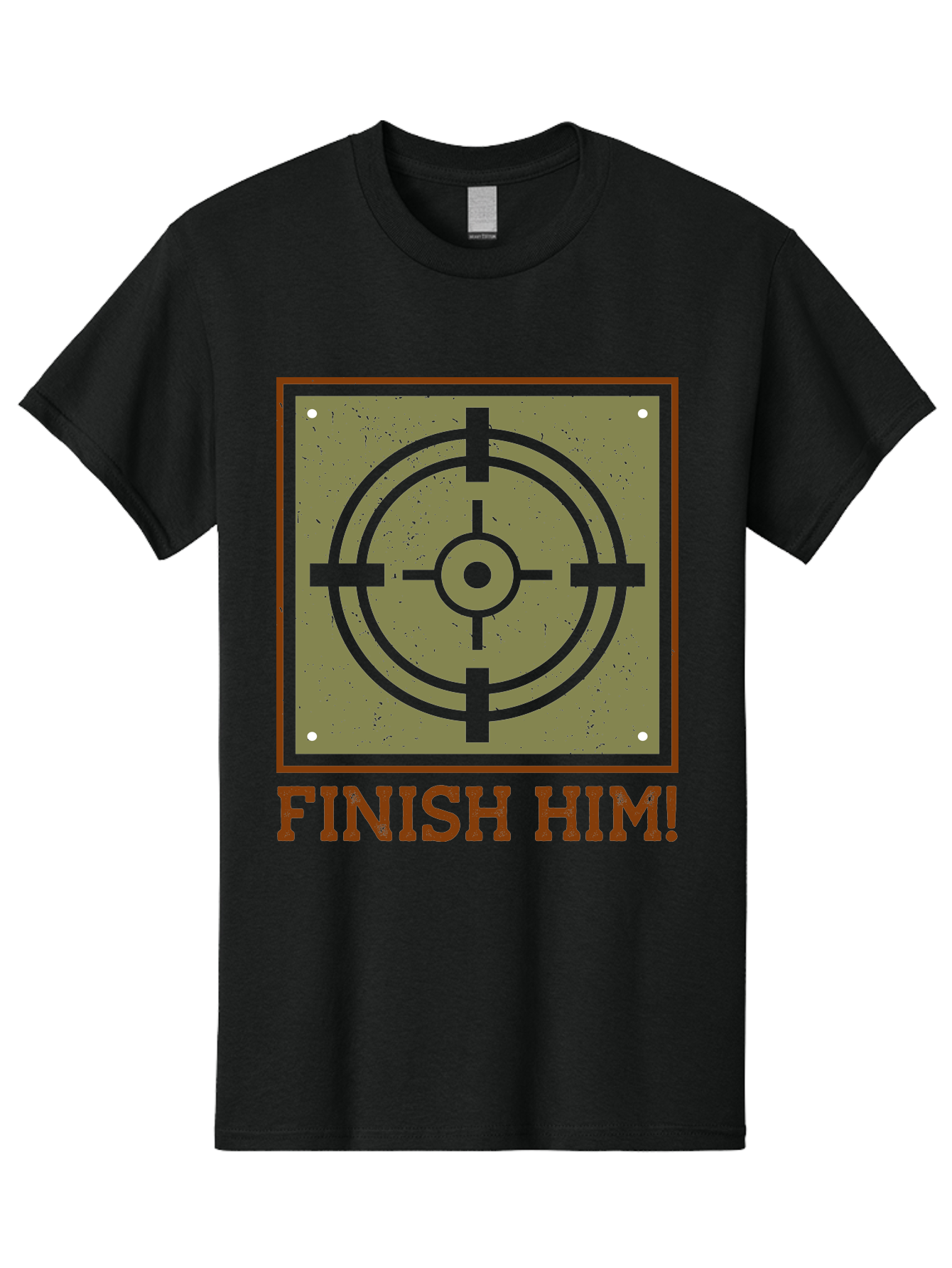 Finish-Him-Target Men'S Graphic Tee, 100% Cotton, Comfortable Casual Summer Wear, Machine Washable, Target Symbol, Bullseye, Combat Graphics, Finishing Move, Video Game Graphics, Intense Action, Fighting Games - Aaa629