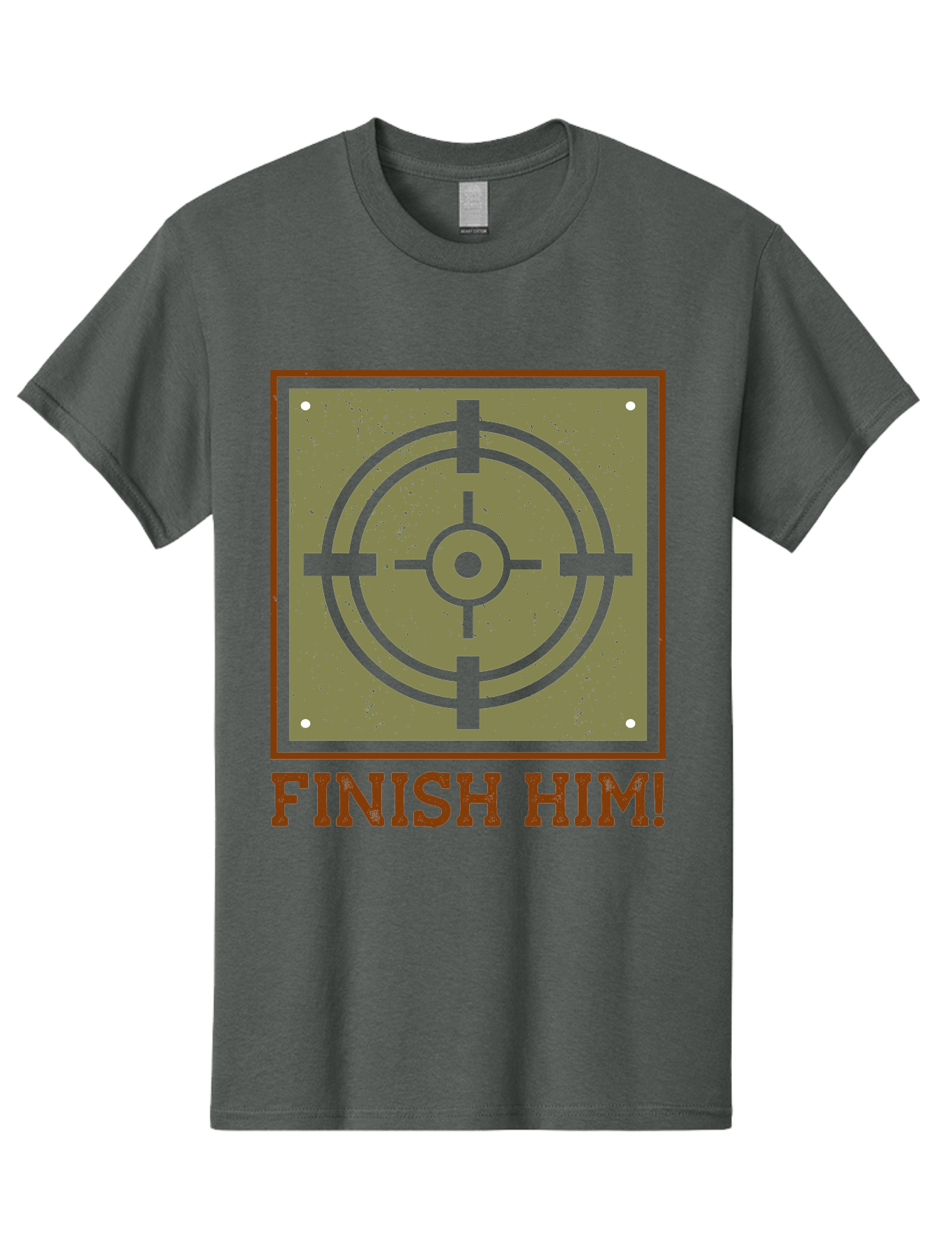 Finish-Him-Target Men'S Graphic Tee, 100% Cotton, Comfortable Casual Summer Wear, Machine Washable, Target Symbol, Bullseye, Combat Graphics, Finishing Move, Video Game Graphics, Intense Action, Fighting Games - Aaa629