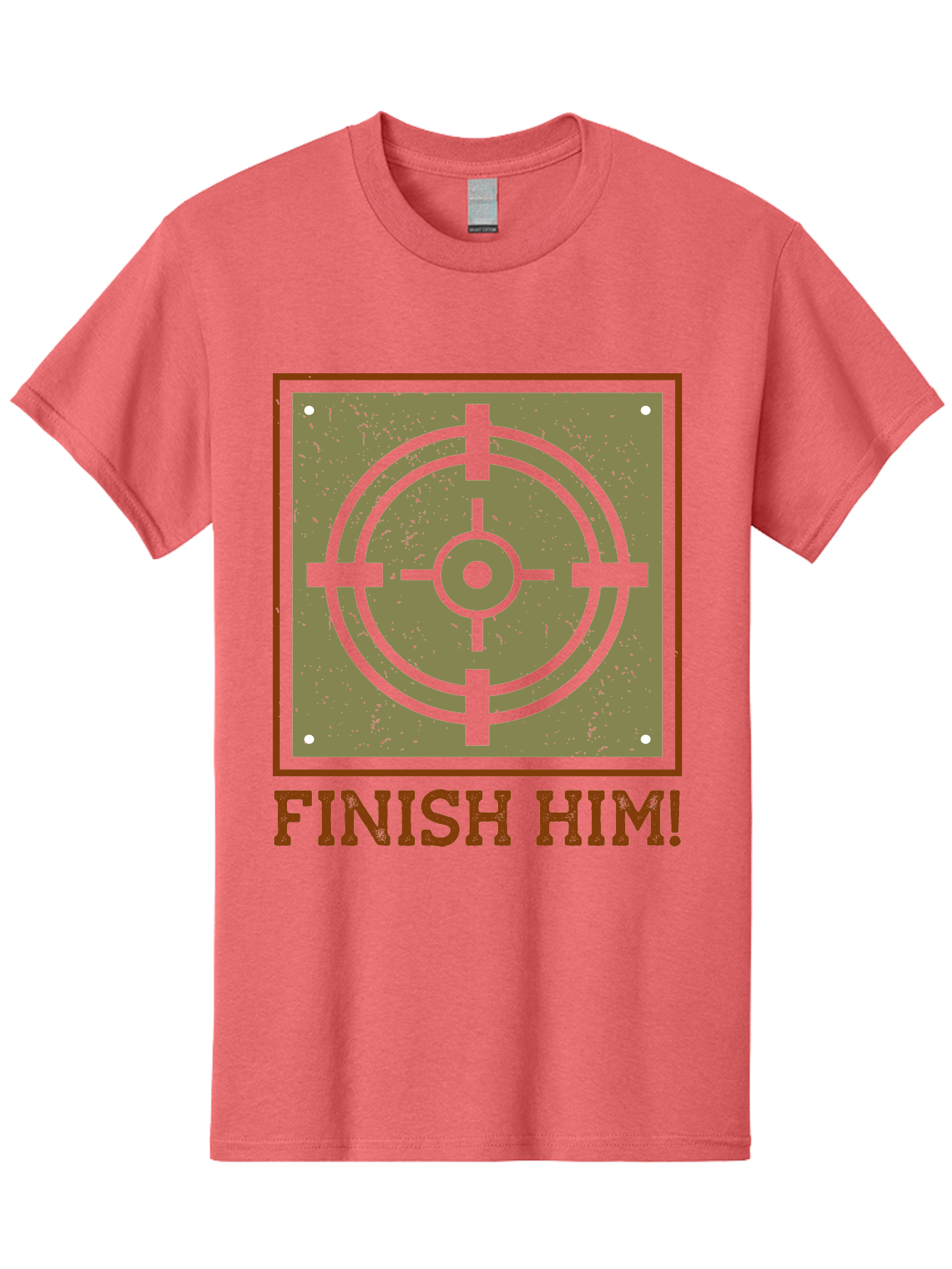 Finish-Him-Target Men'S Graphic Tee, 100% Cotton, Comfortable Casual Summer Wear, Machine Washable, Target Symbol, Bullseye, Combat Graphics, Finishing Move, Video Game Graphics, Intense Action, Fighting Games - Aaa629