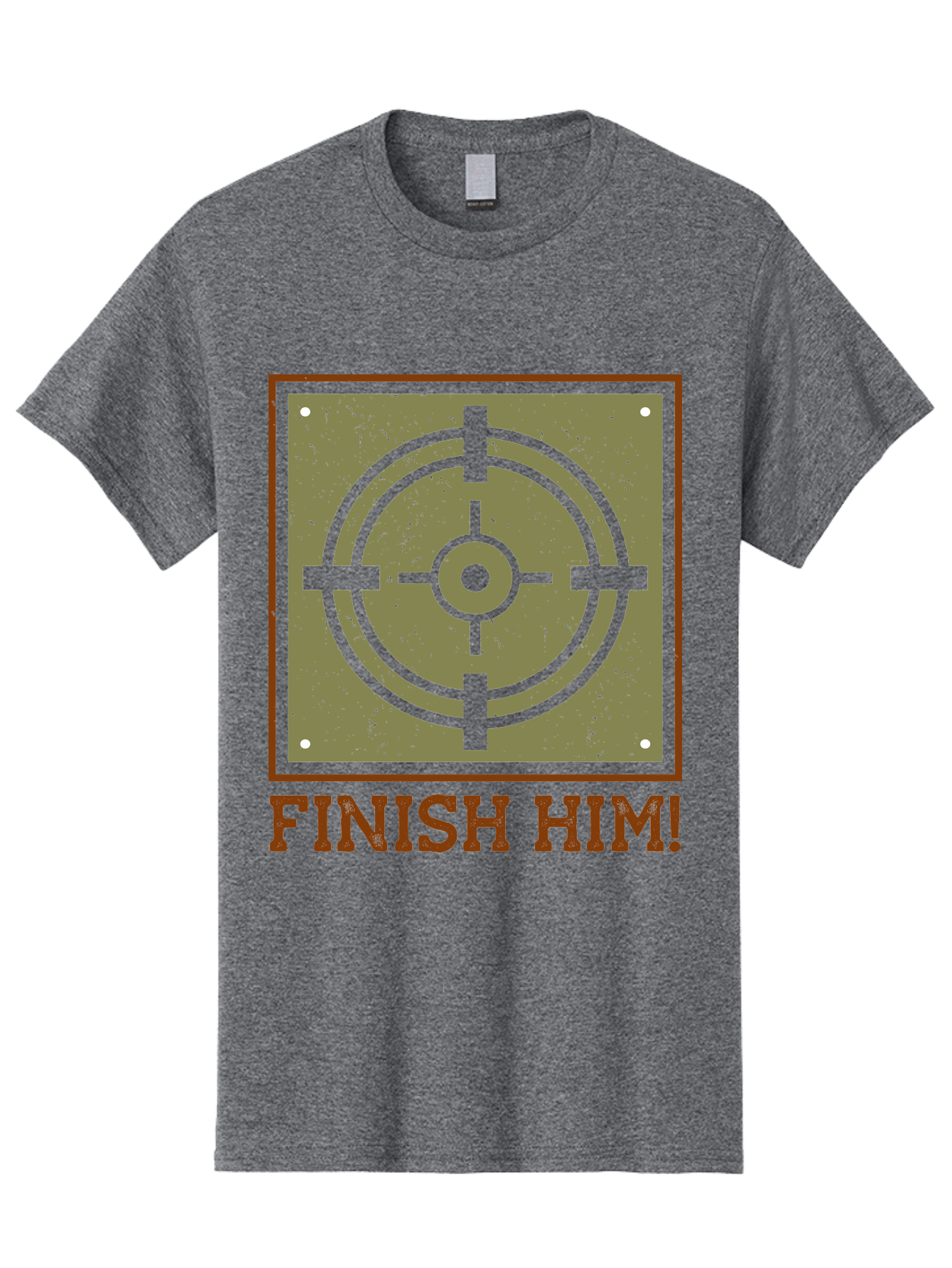 Finish-Him-Target Men'S Graphic Tee, 100% Cotton, Comfortable Casual Summer Wear, Machine Washable, Target Symbol, Bullseye, Combat Graphics, Finishing Move, Video Game Graphics, Intense Action, Fighting Games - Aaa629