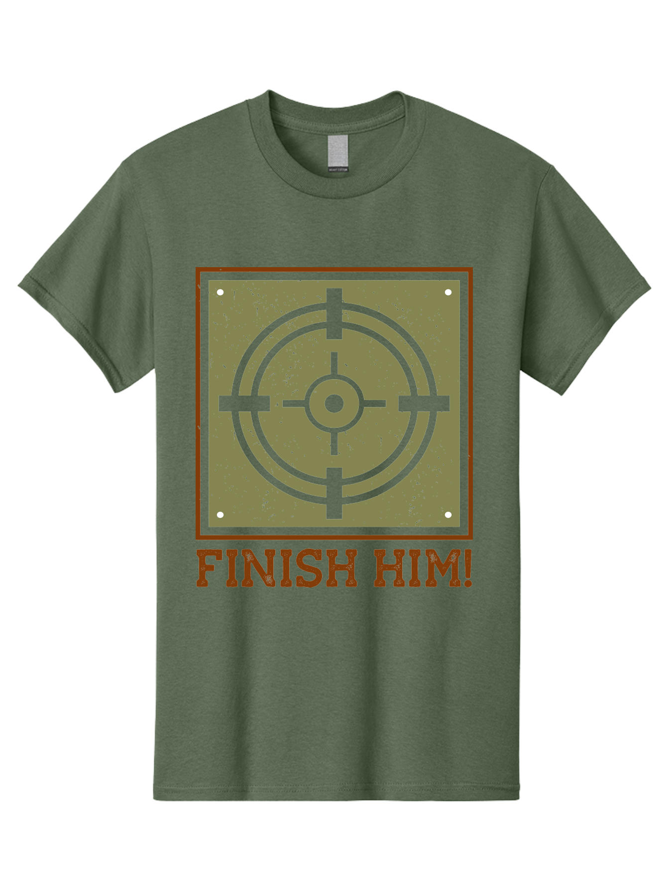 Finish-Him-Target Men'S Graphic Tee, 100% Cotton, Comfortable Casual Summer Wear, Machine Washable, Target Symbol, Bullseye, Combat Graphics, Finishing Move, Video Game Graphics, Intense Action, Fighting Games - Aaa629