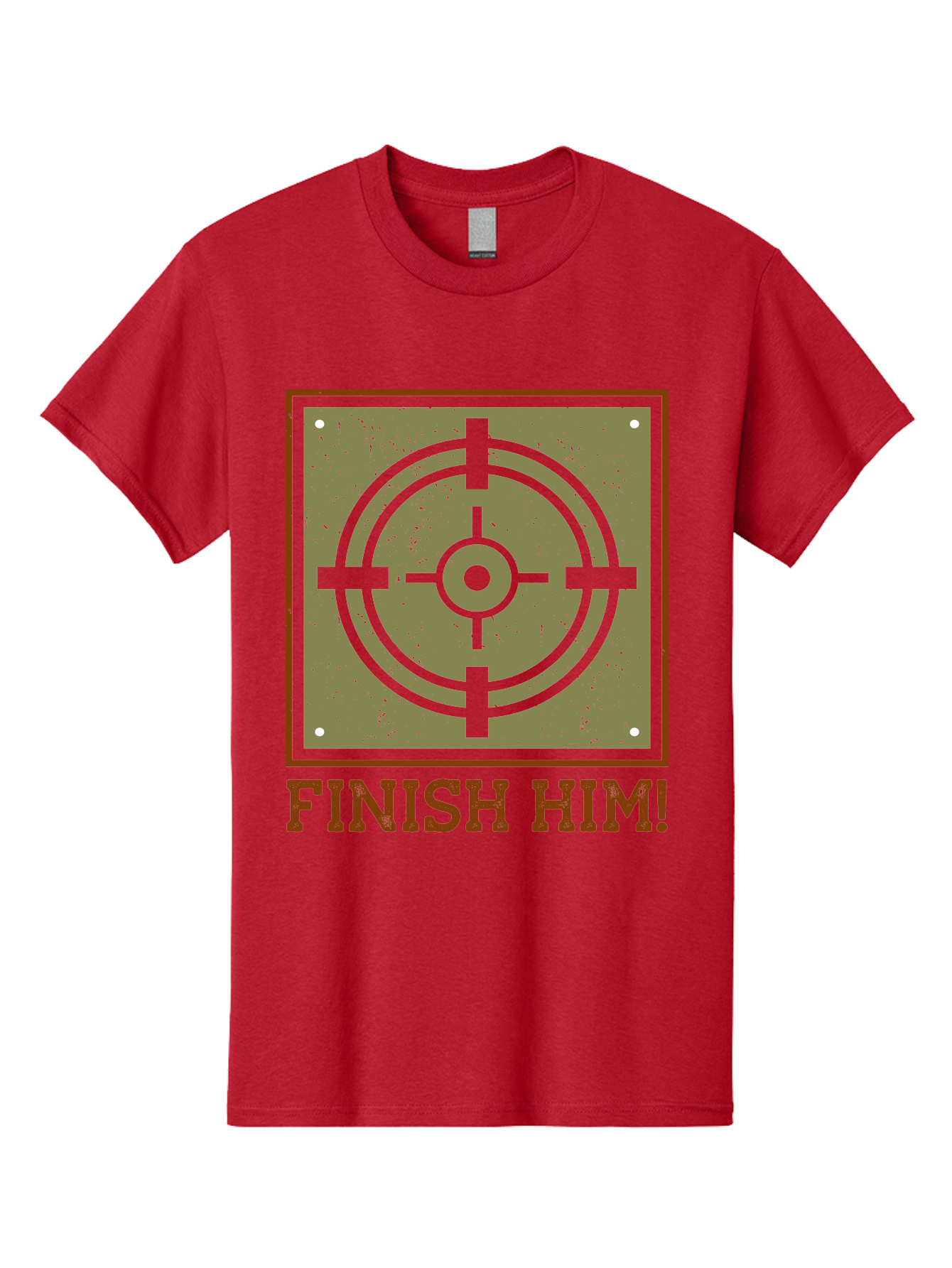 Finish-Him-Target Men'S Graphic Tee, 100% Cotton, Comfortable Casual Summer Wear, Machine Washable, Target Symbol, Bullseye, Combat Graphics, Finishing Move, Video Game Graphics, Intense Action, Fighting Games - Aaa629