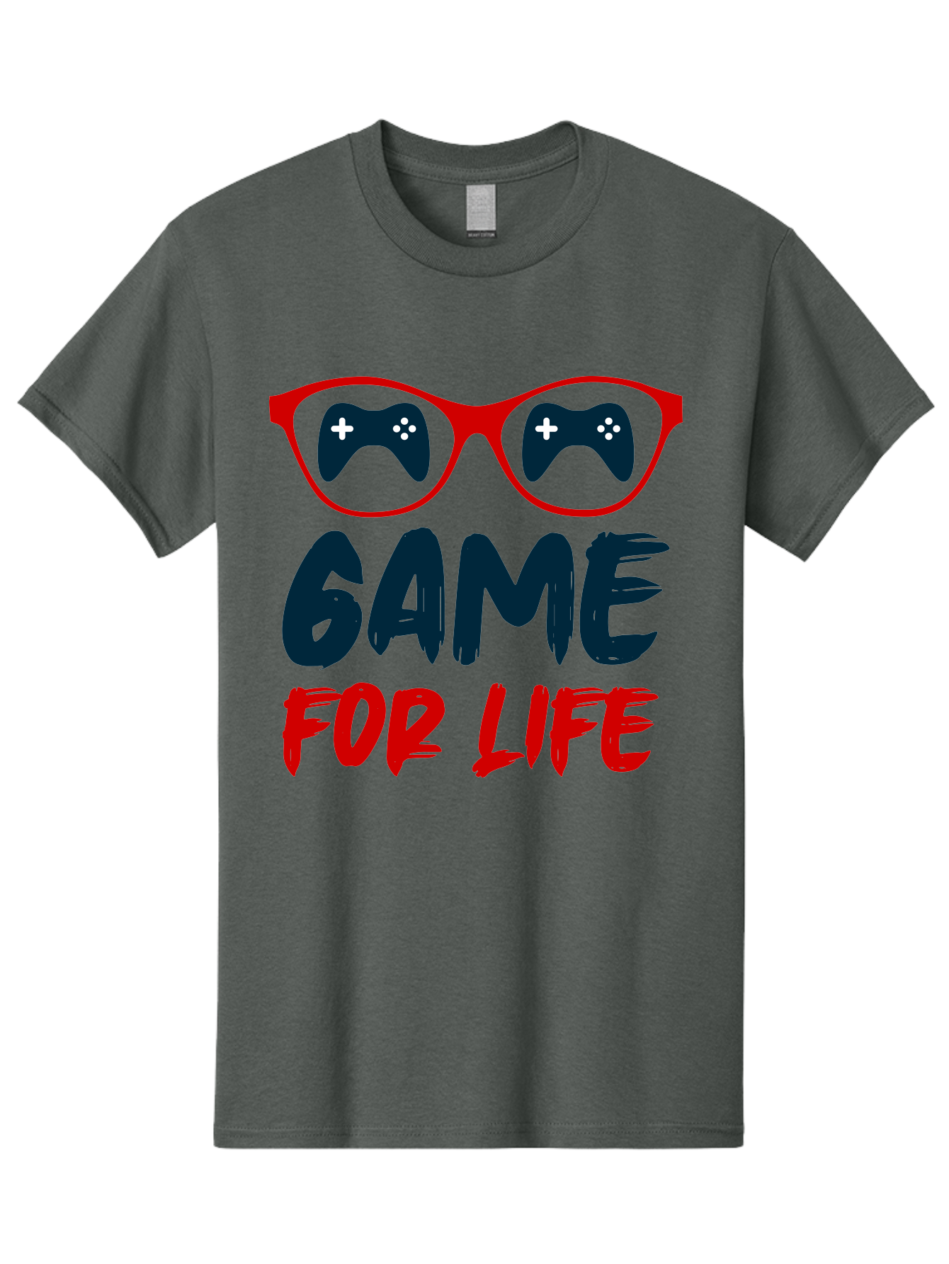 Game-For-Life Men'S Graphic Tee, 100% Cotton, Comfortable Casual Summer Wear, Machine Washable, Gaming Culture, Game Controllers, Video Games, Gamer Lifestyle, Game For Life, Gaming Community, Fun, Entertainment, Red Glasses - Aaa630