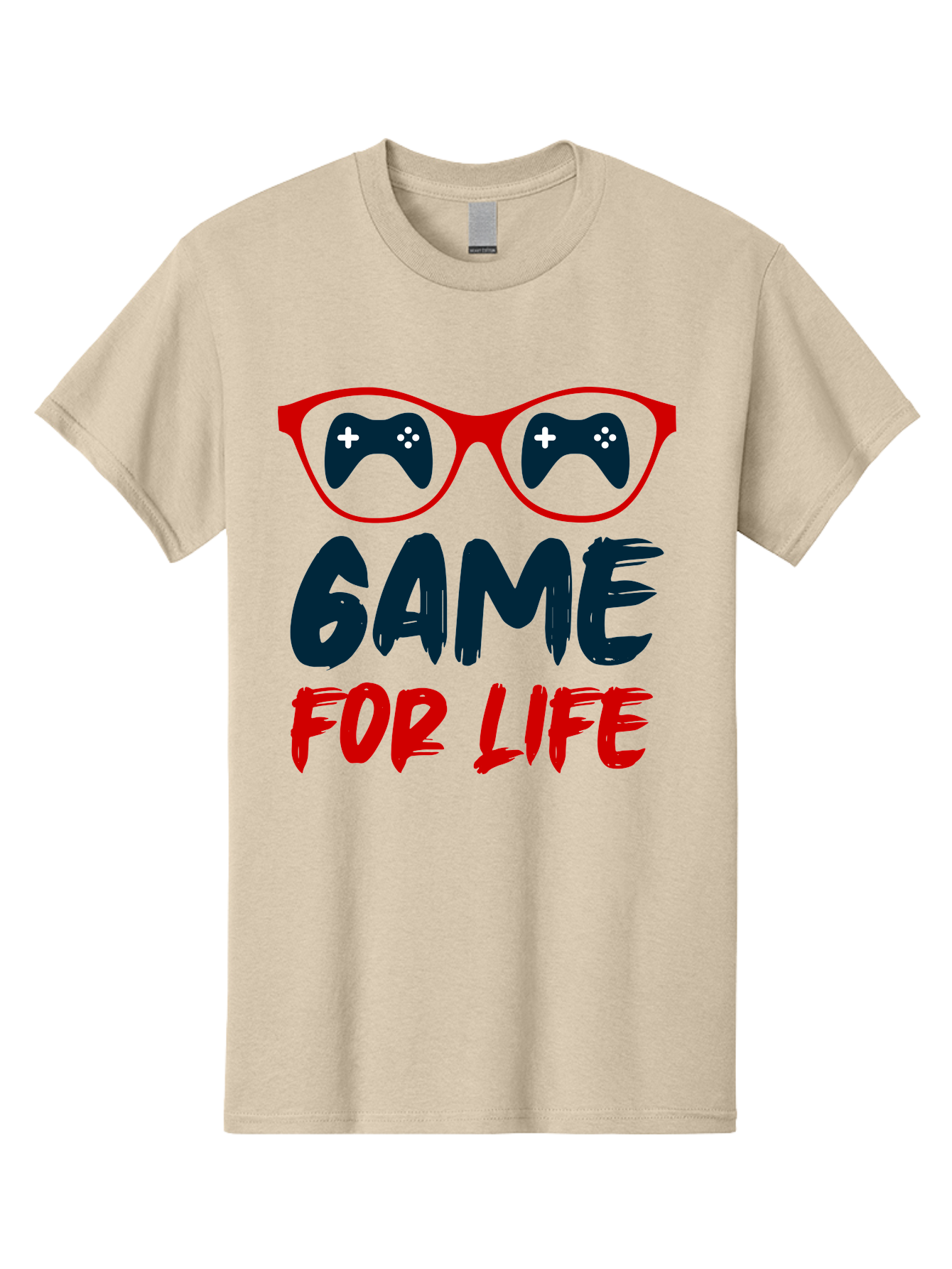 Game-For-Life Men'S Graphic Tee, 100% Cotton, Comfortable Casual Summer Wear, Machine Washable, Gaming Culture, Game Controllers, Video Games, Gamer Lifestyle, Game For Life, Gaming Community, Fun, Entertainment, Red Glasses - Aaa630