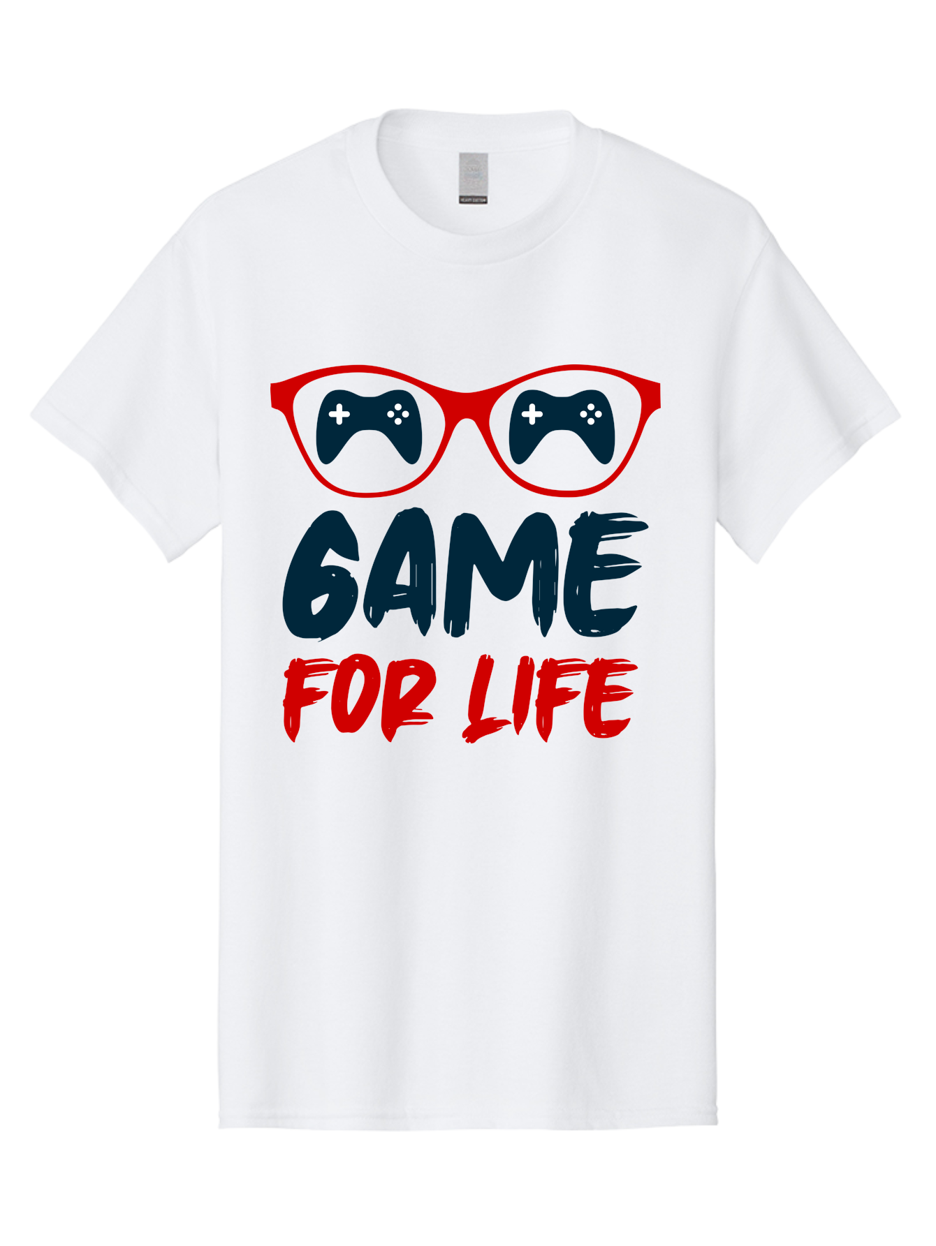 Game-For-Life Men'S Graphic Tee, 100% Cotton, Comfortable Casual Summer Wear, Machine Washable, Gaming Culture, Game Controllers, Video Games, Gamer Lifestyle, Game For Life, Gaming Community, Fun, Entertainment, Red Glasses - Aaa630