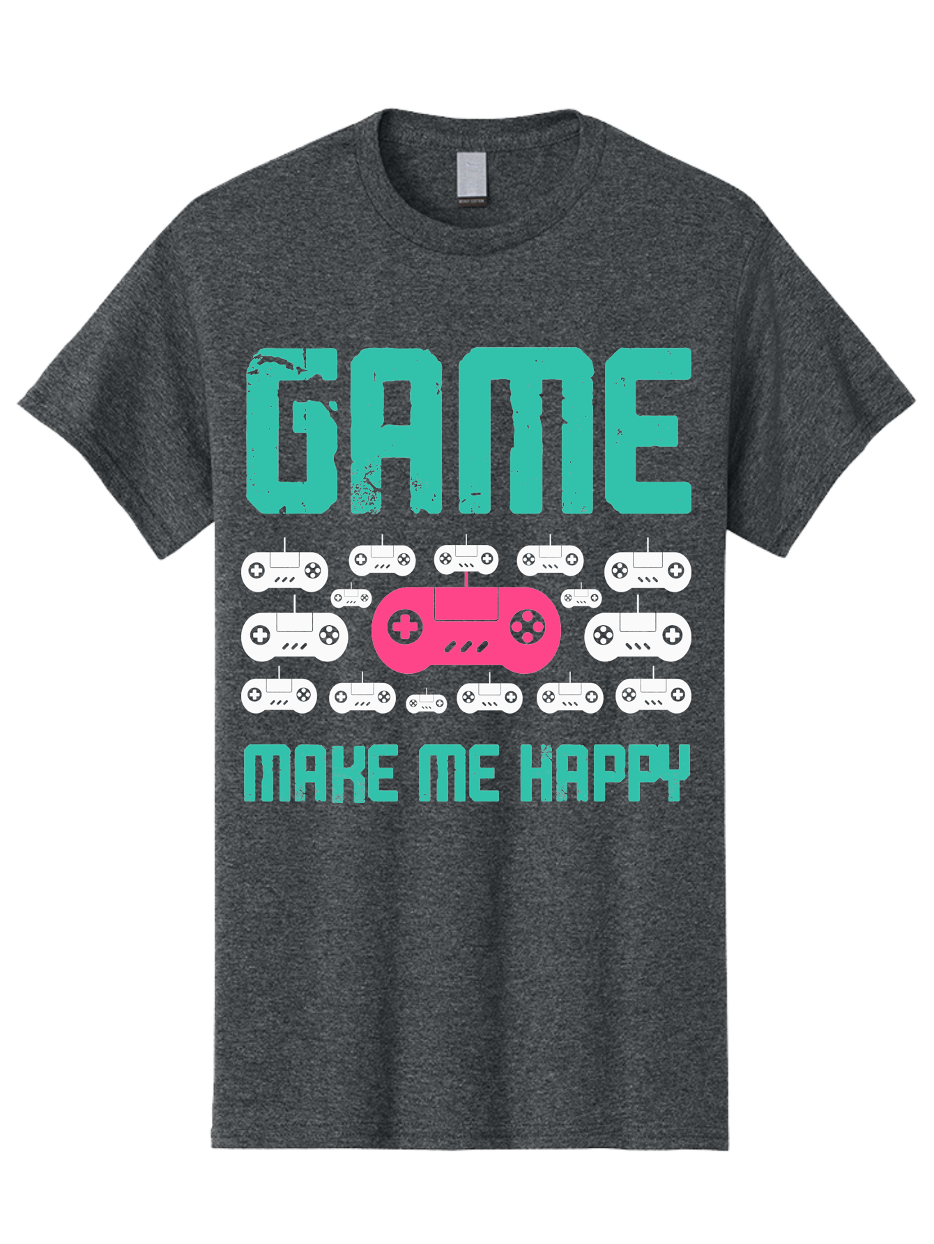 Game-Make-Me-Happy Men'S Graphic Tee, 100% Cotton, Comfortable Casual Summer Wear, Machine Washable, Gaming Controller, Gamepad, Video Games, Gaming Accessories, Positive Vibes, Happiness, Gaming, Make Me Happy - Aaa631