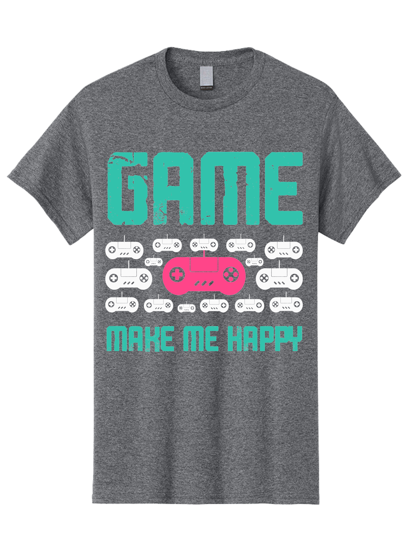 Game-Make-Me-Happy Men'S Graphic Tee, 100% Cotton, Comfortable Casual Summer Wear, Machine Washable, Gaming Controller, Gamepad, Video Games, Gaming Accessories, Positive Vibes, Happiness, Gaming, Make Me Happy - Aaa631