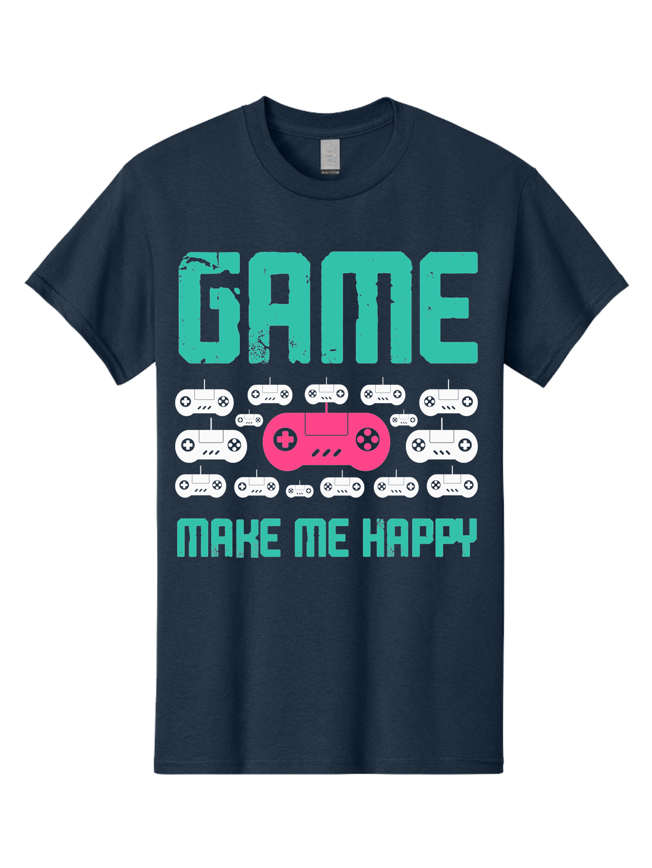 Game-Make-Me-Happy Men'S Graphic Tee, 100% Cotton, Comfortable Casual Summer Wear, Machine Washable, Gaming Controller, Gamepad, Video Games, Gaming Accessories, Positive Vibes, Happiness, Gaming, Make Me Happy - Aaa631