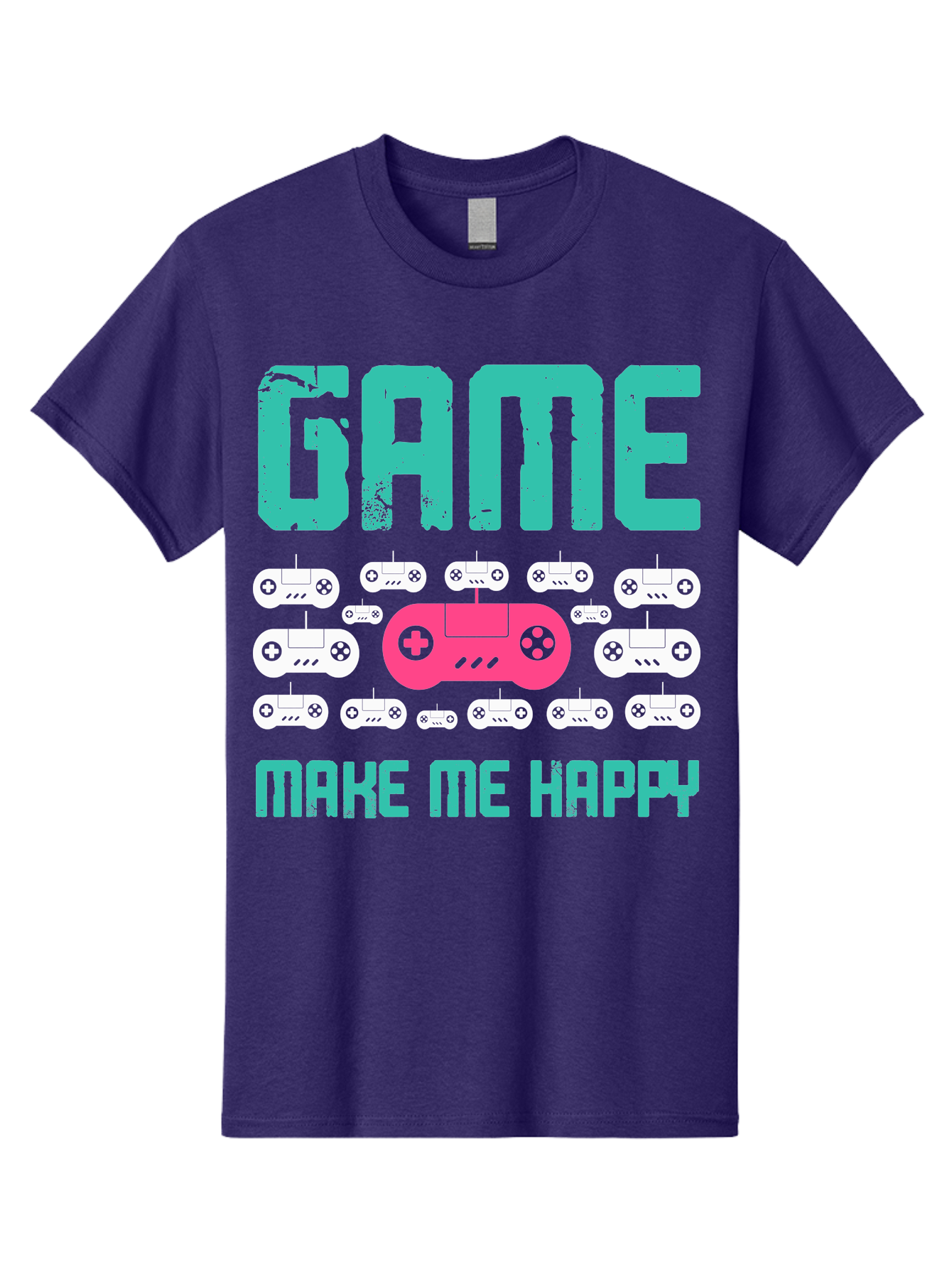 Game-Make-Me-Happy Men'S Graphic Tee, 100% Cotton, Comfortable Casual Summer Wear, Machine Washable, Gaming Controller, Gamepad, Video Games, Gaming Accessories, Positive Vibes, Happiness, Gaming, Make Me Happy - Aaa631