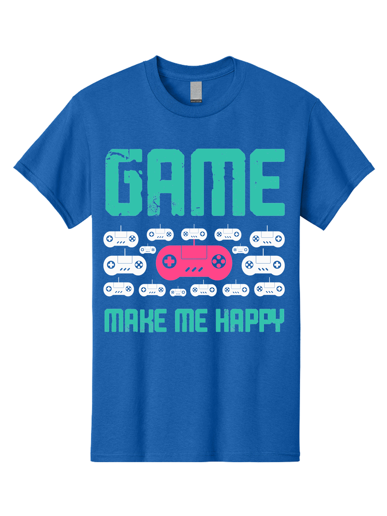 Game-Make-Me-Happy Men'S Graphic Tee, 100% Cotton, Comfortable Casual Summer Wear, Machine Washable, Gaming Controller, Gamepad, Video Games, Gaming Accessories, Positive Vibes, Happiness, Gaming, Make Me Happy - Aaa631