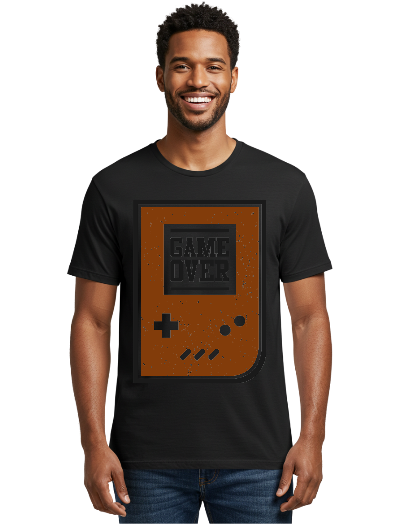 Game-Over Men'S Graphic Tee, 100% Cotton, Comfortable Casual Summer Wear, Machine Washable, Game Over Screen, Retro Video Game, Nostalgic Gaming, Classic Arcade, Pixel Art, Game Over Text, Old School Gaming, Vintage Console - Aaa632