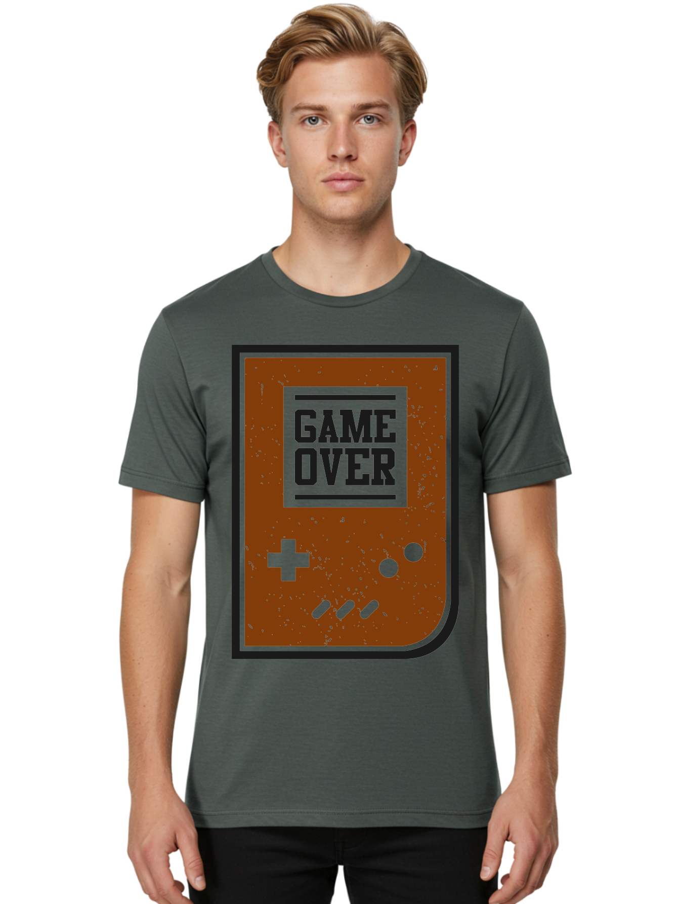 Game-Over Men'S Graphic Tee, 100% Cotton, Comfortable Casual Summer Wear, Machine Washable, Game Over Screen, Retro Video Game, Nostalgic Gaming, Classic Arcade, Pixel Art, Game Over Text, Old School Gaming, Vintage Console - Aaa632