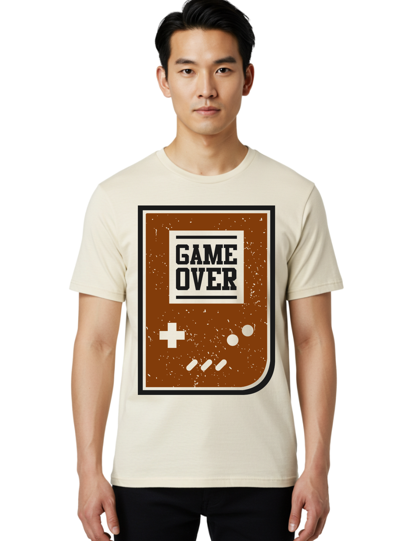 Game-Over Men'S Graphic Tee, 100% Cotton, Comfortable Casual Summer Wear, Machine Washable, Game Over Screen, Retro Video Game, Nostalgic Gaming, Classic Arcade, Pixel Art, Game Over Text, Old School Gaming, Vintage Console - Aaa632