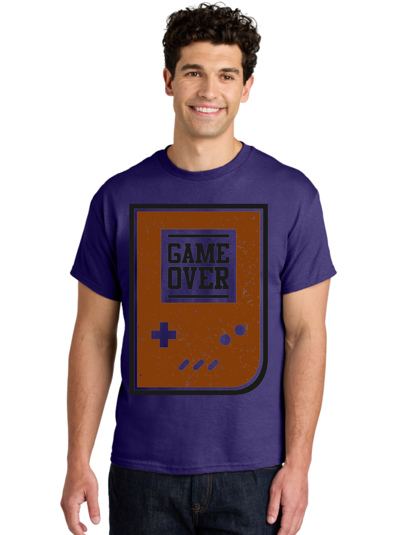 Game-Over Men'S Graphic Tee, 100% Cotton, Comfortable Casual Summer Wear, Machine Washable, Game Over Screen, Retro Video Game, Nostalgic Gaming, Classic Arcade, Pixel Art, Game Over Text, Old School Gaming, Vintage Console - Aaa632