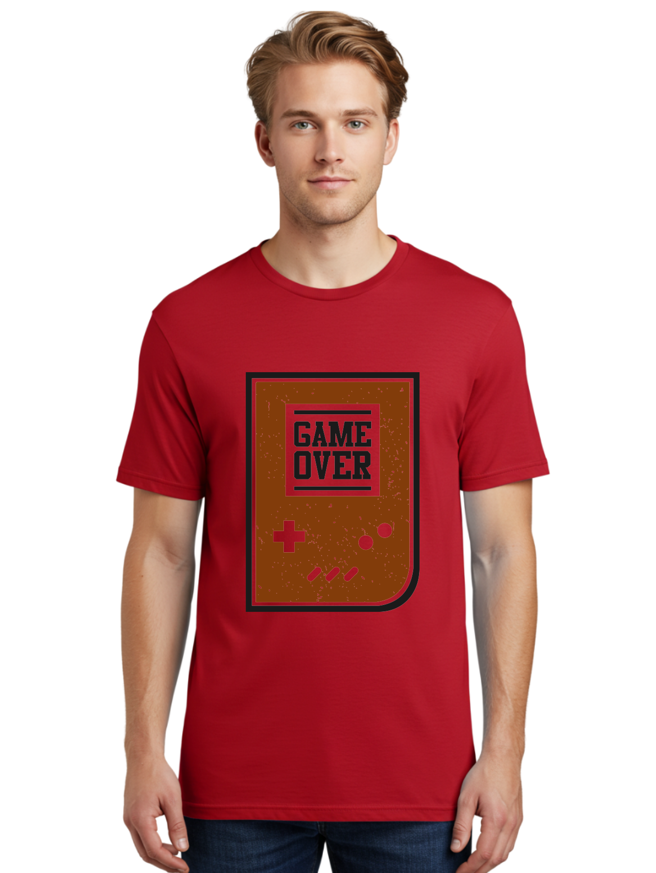 Game-Over Men'S Graphic Tee, 100% Cotton, Comfortable Casual Summer Wear, Machine Washable, Game Over Screen, Retro Video Game, Nostalgic Gaming, Classic Arcade, Pixel Art, Game Over Text, Old School Gaming, Vintage Console - Aaa632