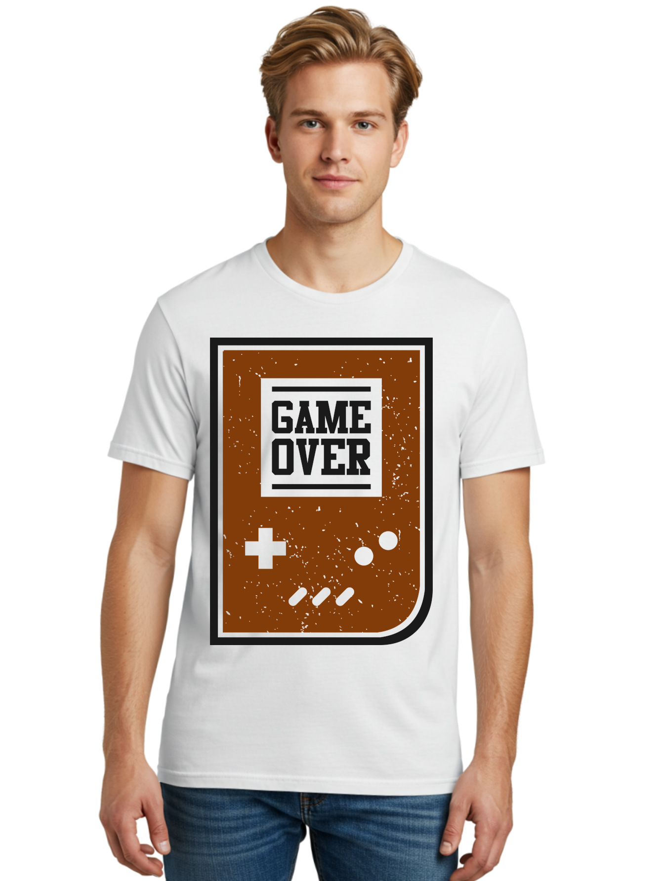 Game-Over Men'S Graphic Tee, 100% Cotton, Comfortable Casual Summer Wear, Machine Washable, Game Over Screen, Retro Video Game, Nostalgic Gaming, Classic Arcade, Pixel Art, Game Over Text, Old School Gaming, Vintage Console - Aaa632