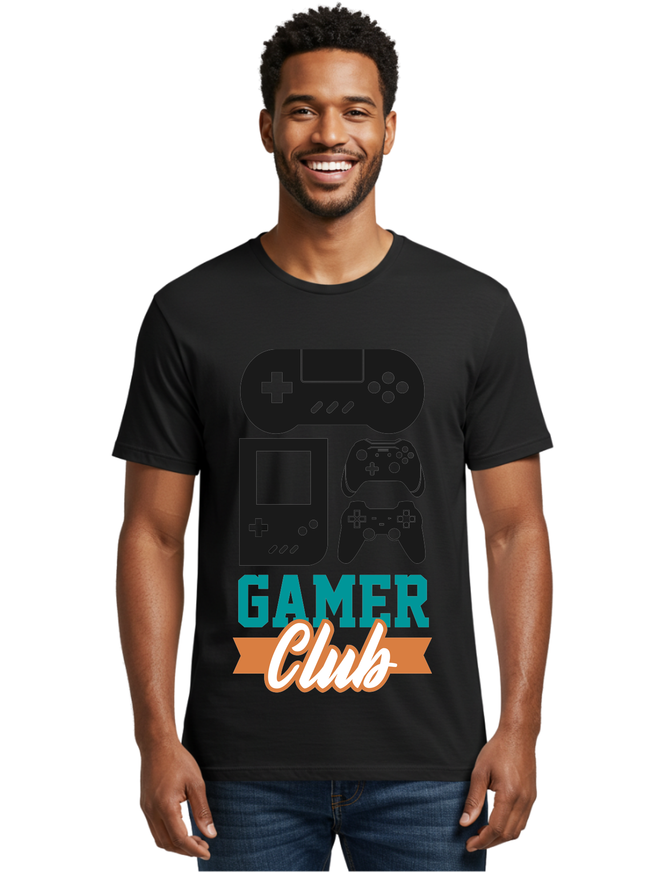 Gamer-Club Men'S Graphic Tee, 100% Cotton, Comfortable Casual Summer Wear, Machine Washable, Gaming Club, Gamer Community, Game Controllers, Video Games, Gamepad, Gaming Console, Game Controller Graphics, Gaming Accessories, Game Night - Aaa633