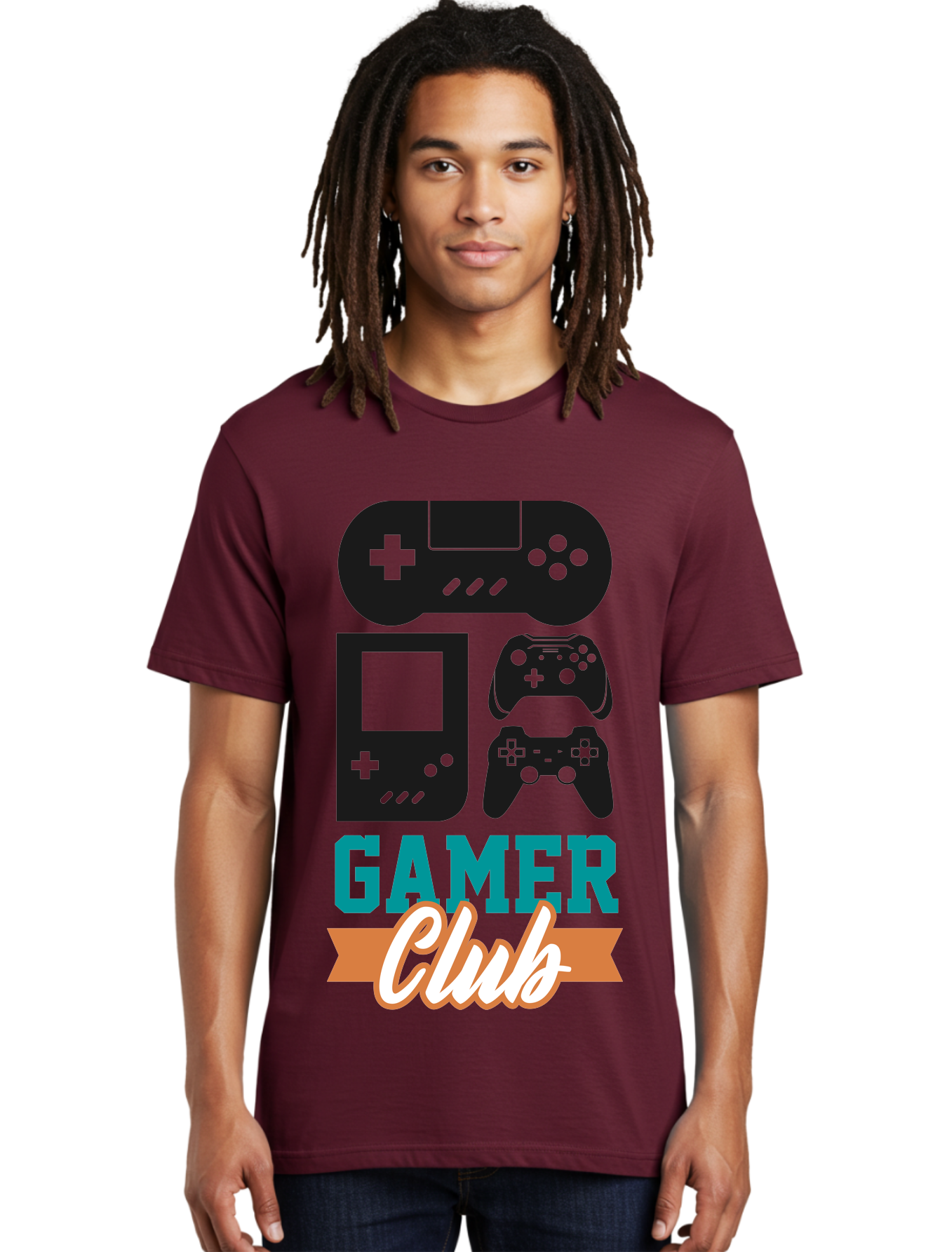 Gamer-Club Men'S Graphic Tee, 100% Cotton, Comfortable Casual Summer Wear, Machine Washable, Gaming Club, Gamer Community, Game Controllers, Video Games, Gamepad, Gaming Console, Game Controller Graphics, Gaming Accessories, Game Night - Aaa633
