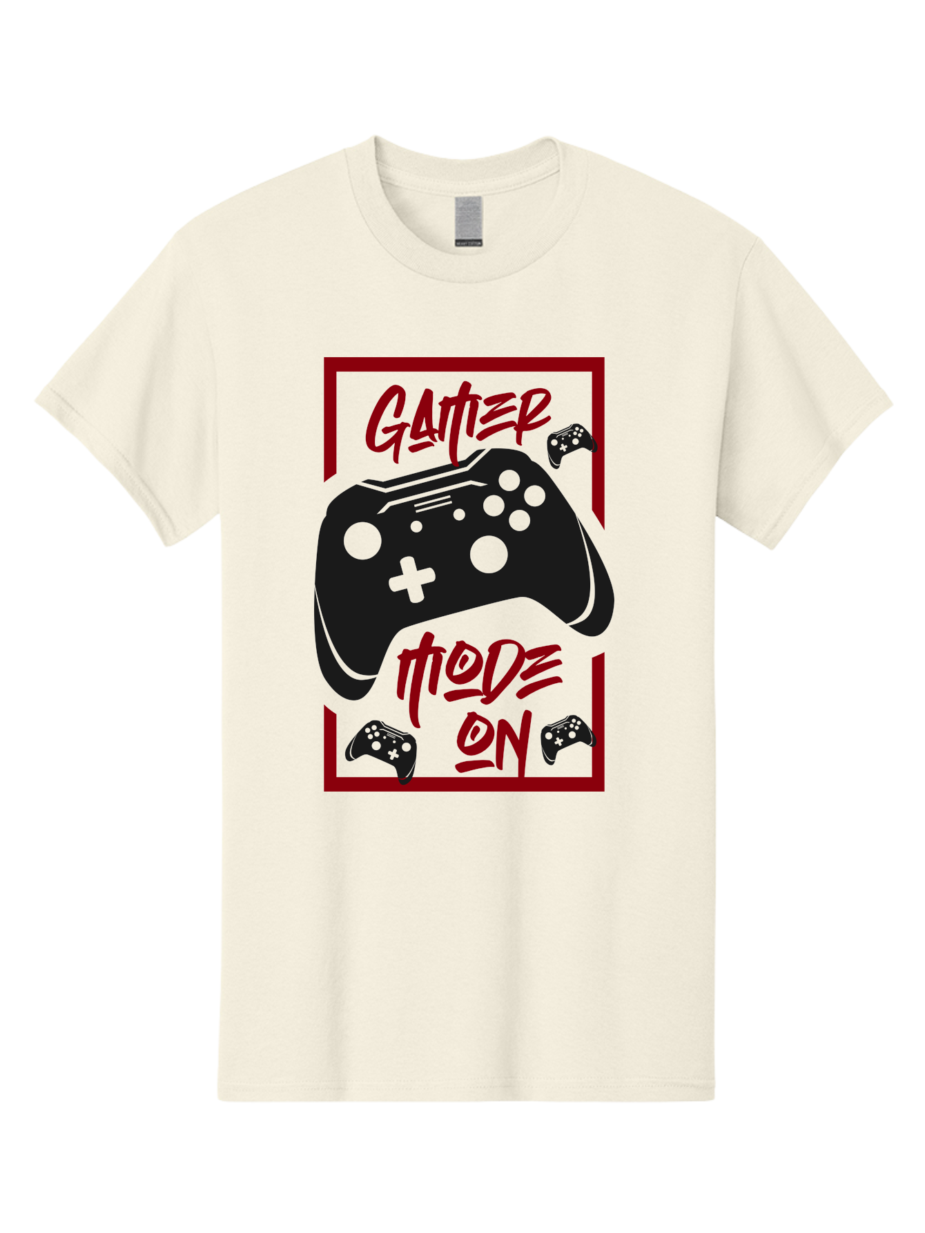 Gamer-Mode-On Men'S Graphic Tee, 100% Cotton, Comfortable Casual Summer Wear, Machine Washable, Game Controller, Gaming Graphics, Video Game Console, Game Mode On, Gather Mode, Gamer Culture, Gaming Community, Game On, Red And Green Design - Aaa634