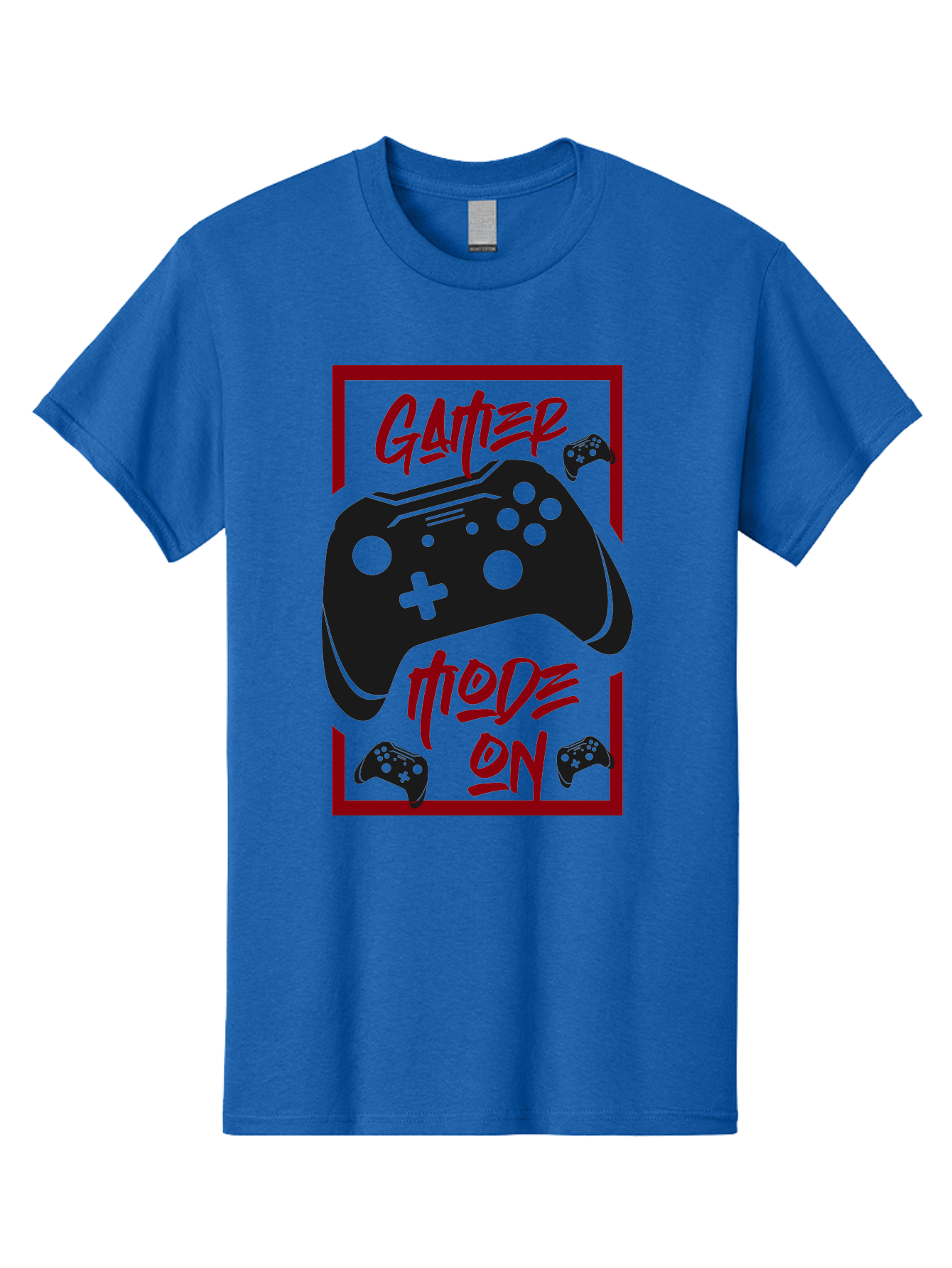 Gamer-Mode-On Men'S Graphic Tee, 100% Cotton, Comfortable Casual Summer Wear, Machine Washable, Game Controller, Gaming Graphics, Video Game Console, Game Mode On, Gather Mode, Gamer Culture, Gaming Community, Game On, Red And Green Design - Aaa634