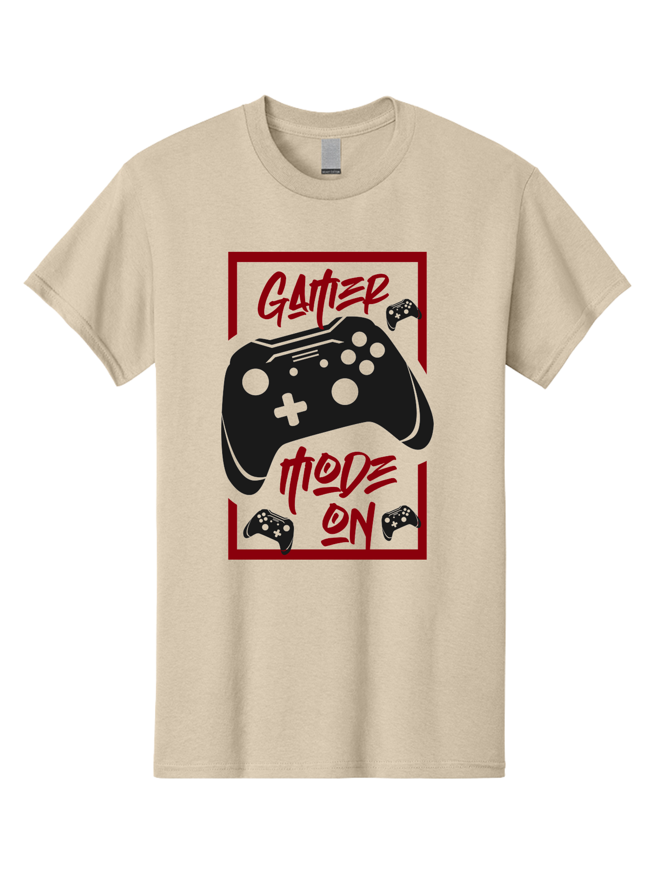 Gamer-Mode-On Men'S Graphic Tee, 100% Cotton, Comfortable Casual Summer Wear, Machine Washable, Game Controller, Gaming Graphics, Video Game Console, Game Mode On, Gather Mode, Gamer Culture, Gaming Community, Game On, Red And Green Design - Aaa634