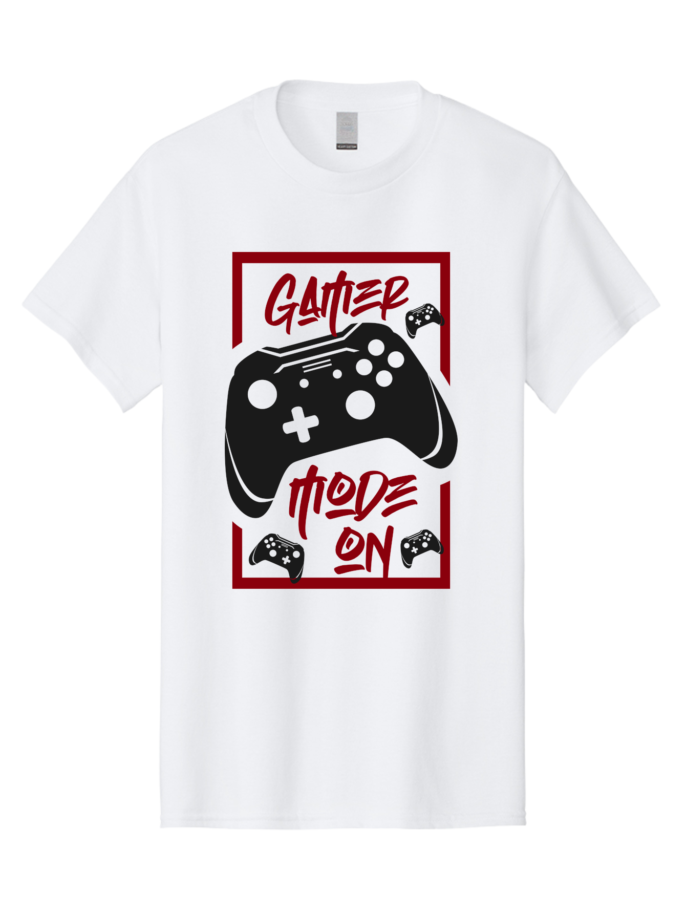 Gamer-Mode-On Men'S Graphic Tee, 100% Cotton, Comfortable Casual Summer Wear, Machine Washable, Game Controller, Gaming Graphics, Video Game Console, Game Mode On, Gather Mode, Gamer Culture, Gaming Community, Game On, Red And Green Design - Aaa634