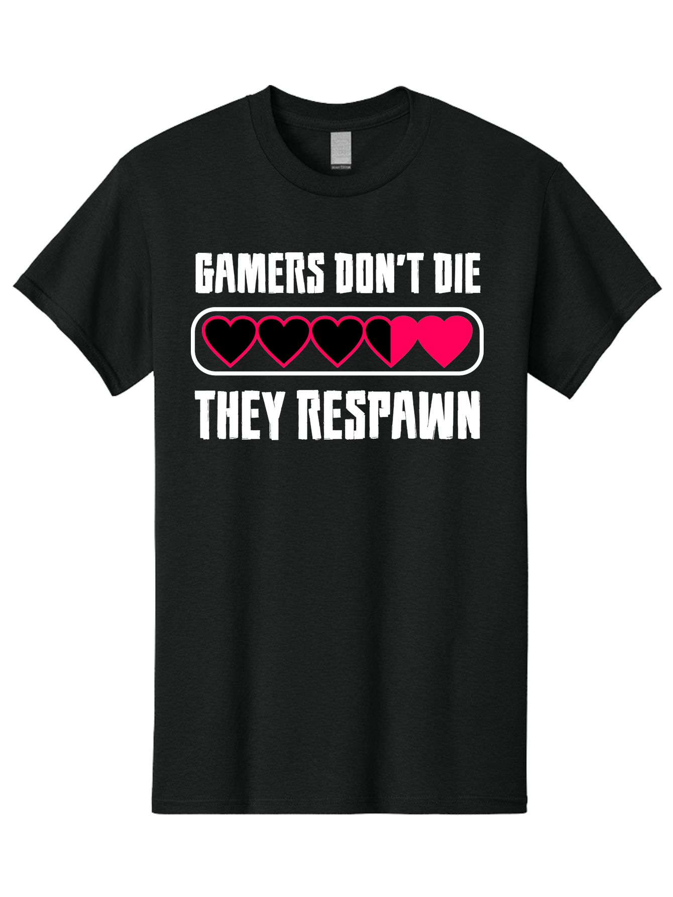 Gamers-Don-T-Die-They-Respwan Men'S Graphic Tee, 100% Cotton, Comfortable Casual Summer Wear, Machine Washable, Gaming Quote, Gamer Life, Respawn, Video Game Humor, Gaming Culture, Gamer Hearts, Digital Entertainment, Gaming Phrase - Aaa637