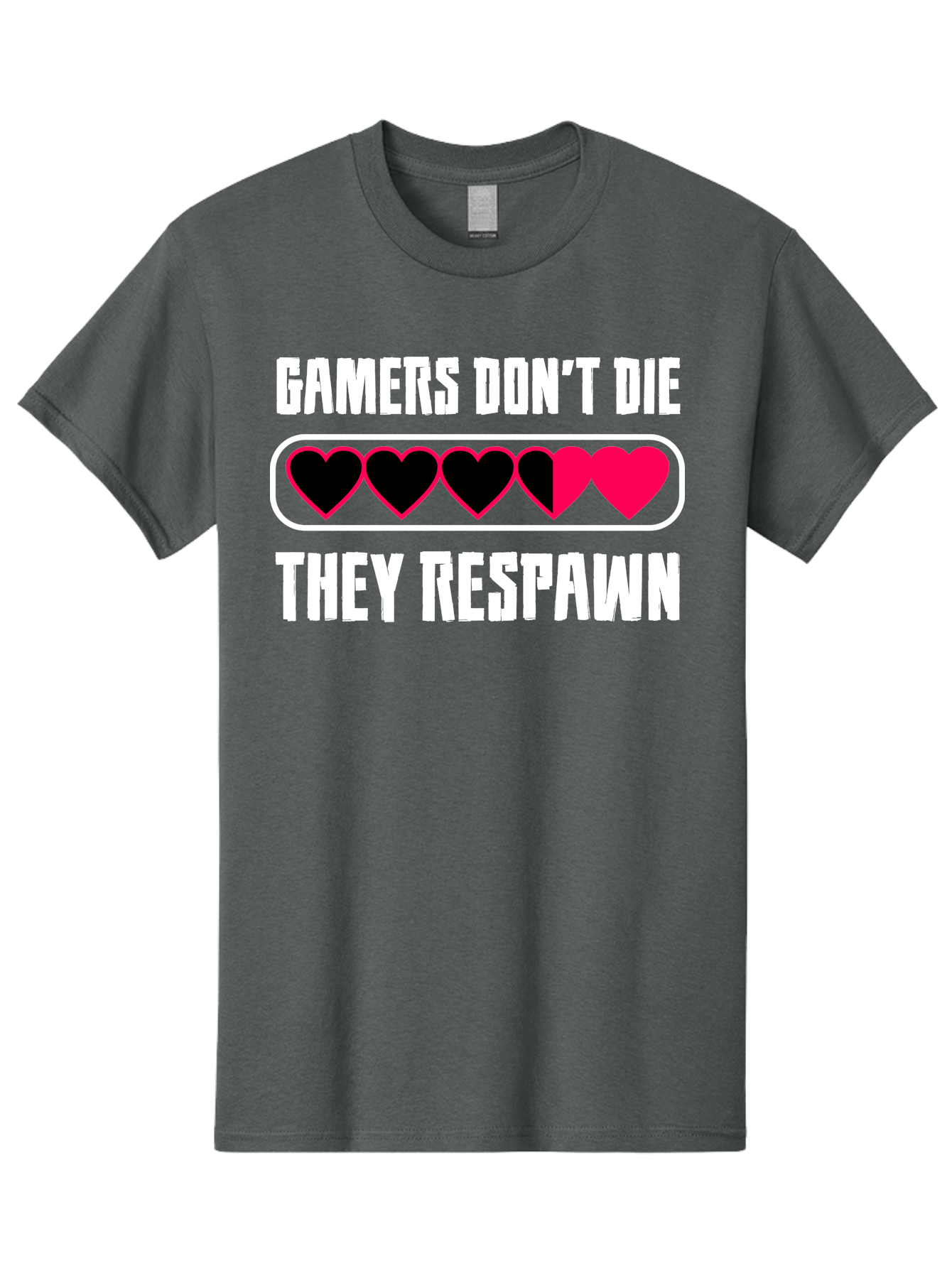Gamers-Don-T-Die-They-Respwan Men'S Graphic Tee, 100% Cotton, Comfortable Casual Summer Wear, Machine Washable, Gaming Quote, Gamer Life, Respawn, Video Game Humor, Gaming Culture, Gamer Hearts, Digital Entertainment, Gaming Phrase - Aaa637