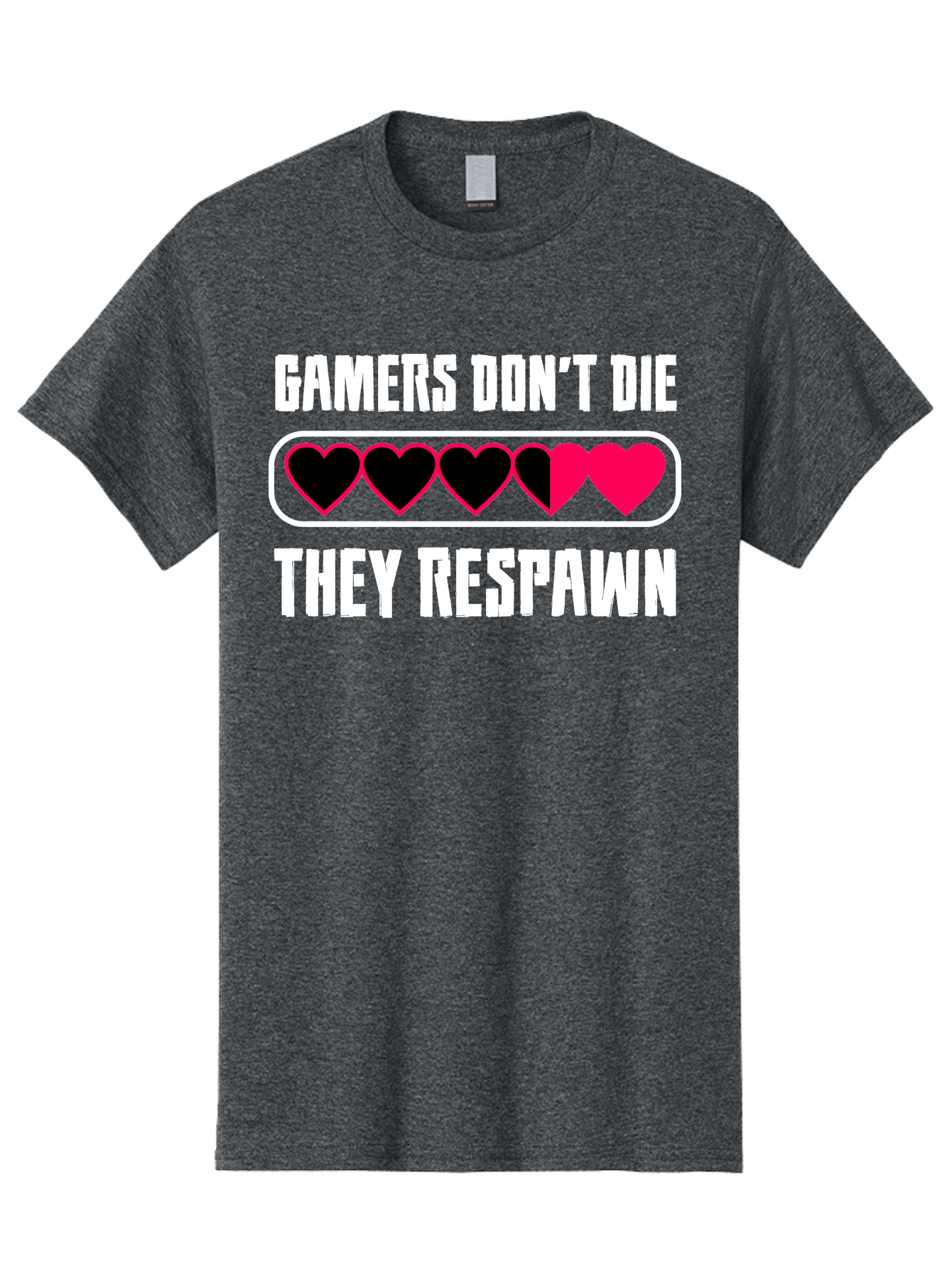 Gamers-Don-T-Die-They-Respwan Men'S Graphic Tee, 100% Cotton, Comfortable Casual Summer Wear, Machine Washable, Gaming Quote, Gamer Life, Respawn, Video Game Humor, Gaming Culture, Gamer Hearts, Digital Entertainment, Gaming Phrase - Aaa637