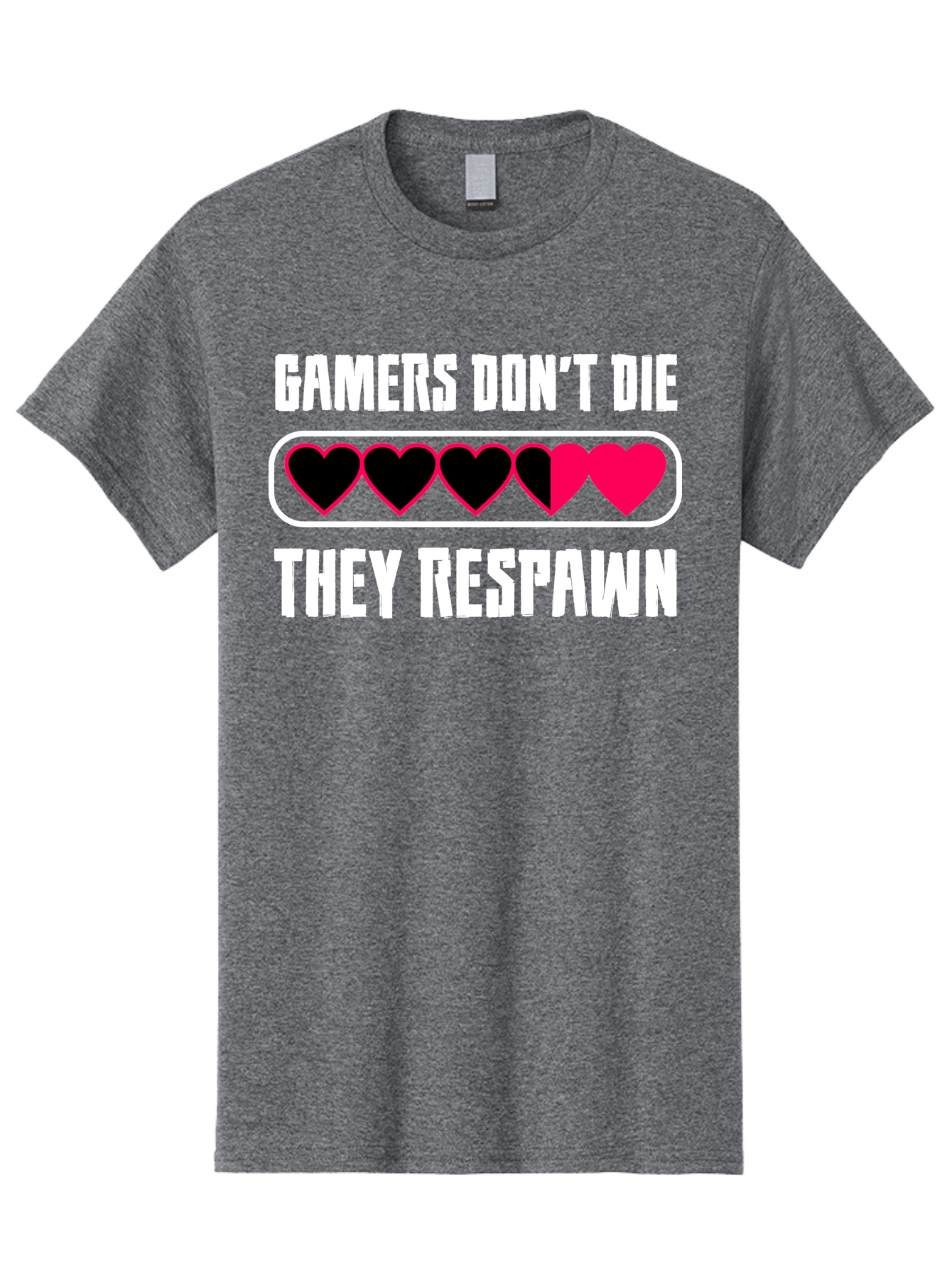Gamers-Don-T-Die-They-Respwan Men'S Graphic Tee, 100% Cotton, Comfortable Casual Summer Wear, Machine Washable, Gaming Quote, Gamer Life, Respawn, Video Game Humor, Gaming Culture, Gamer Hearts, Digital Entertainment, Gaming Phrase - Aaa637