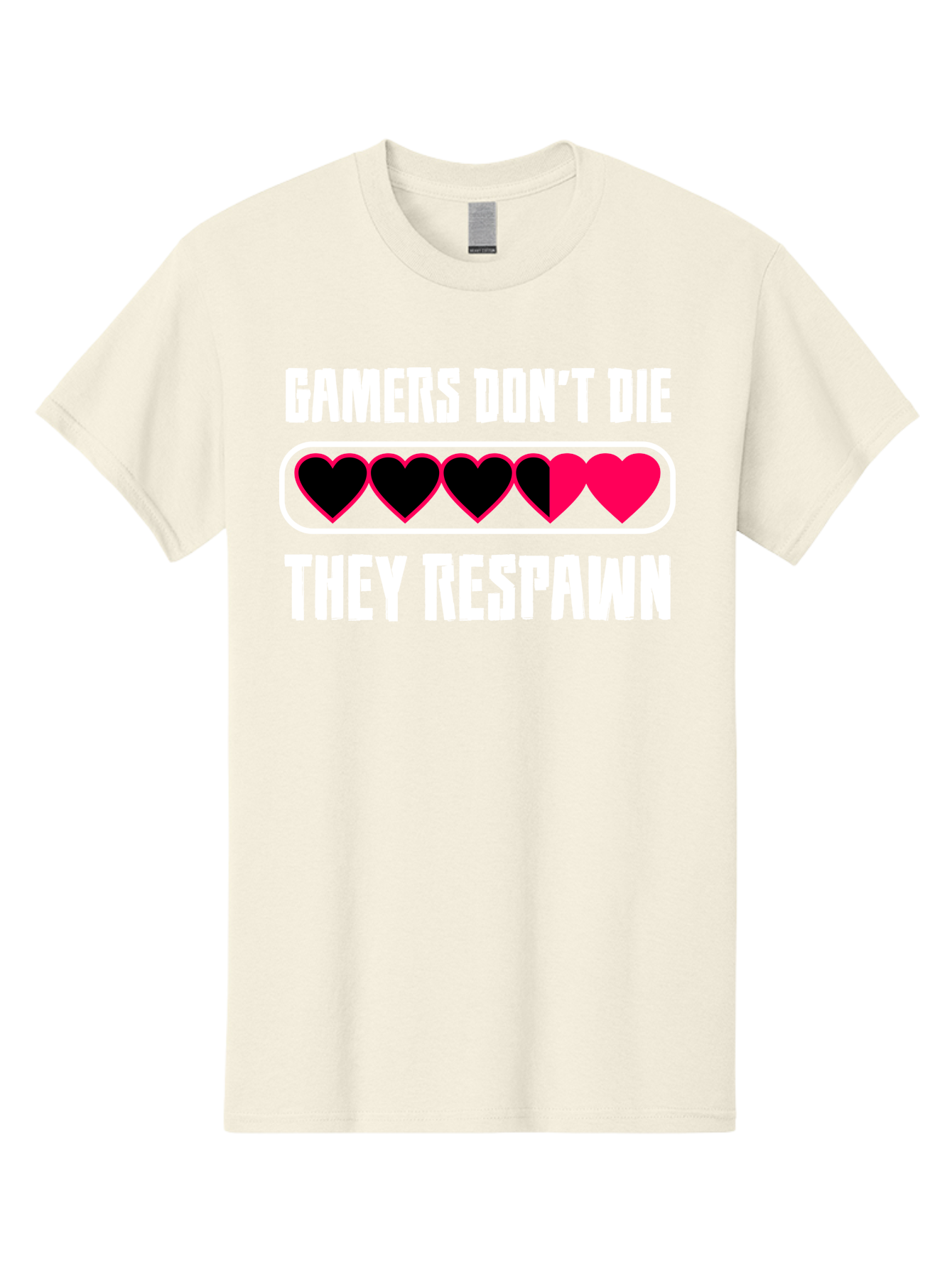 Gamers-Don-T-Die-They-Respwan Men'S Graphic Tee, 100% Cotton, Comfortable Casual Summer Wear, Machine Washable, Gaming Quote, Gamer Life, Respawn, Video Game Humor, Gaming Culture, Gamer Hearts, Digital Entertainment, Gaming Phrase - Aaa637