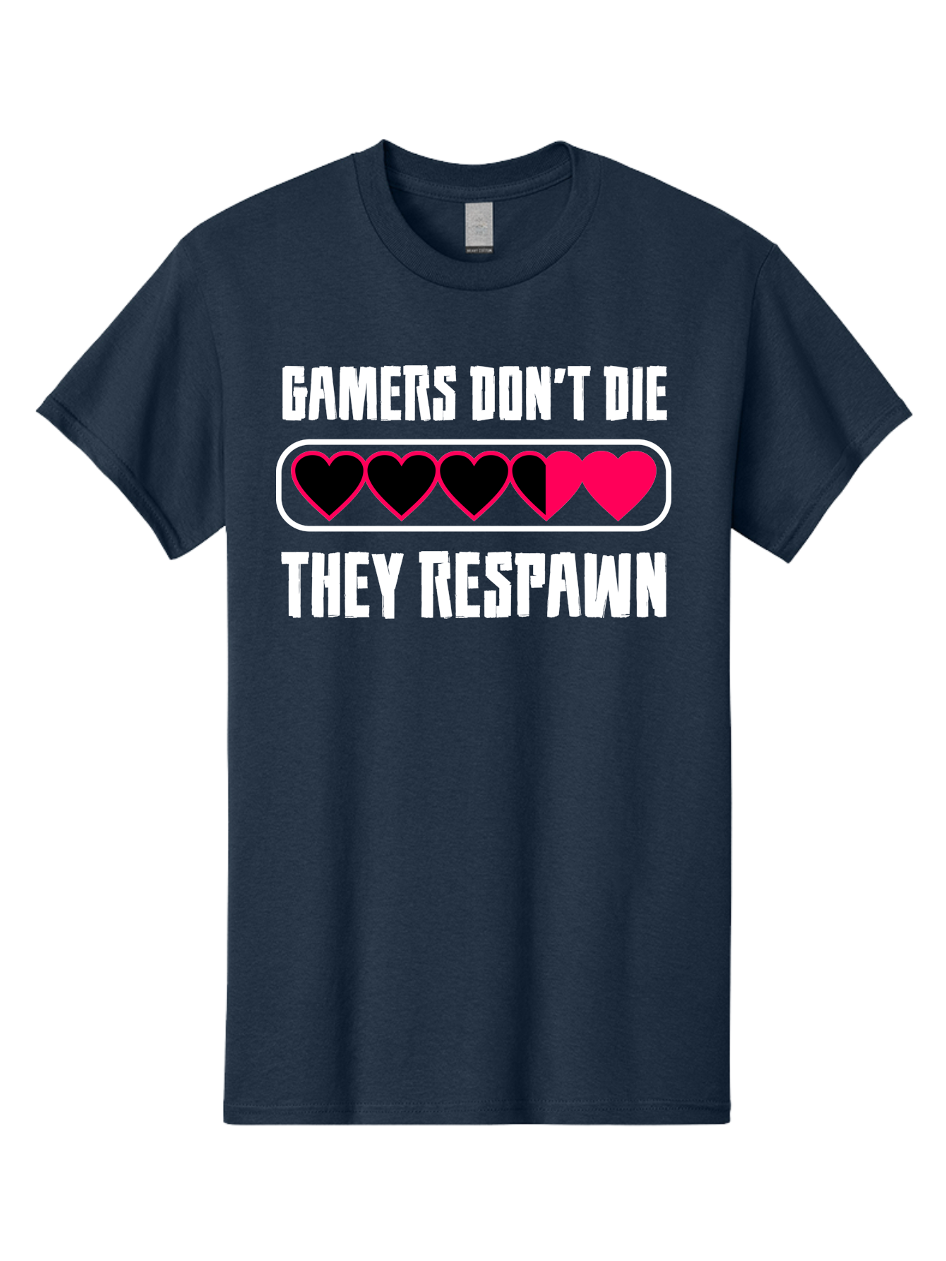 Gamers-Don-T-Die-They-Respwan Men'S Graphic Tee, 100% Cotton, Comfortable Casual Summer Wear, Machine Washable, Gaming Quote, Gamer Life, Respawn, Video Game Humor, Gaming Culture, Gamer Hearts, Digital Entertainment, Gaming Phrase - Aaa637