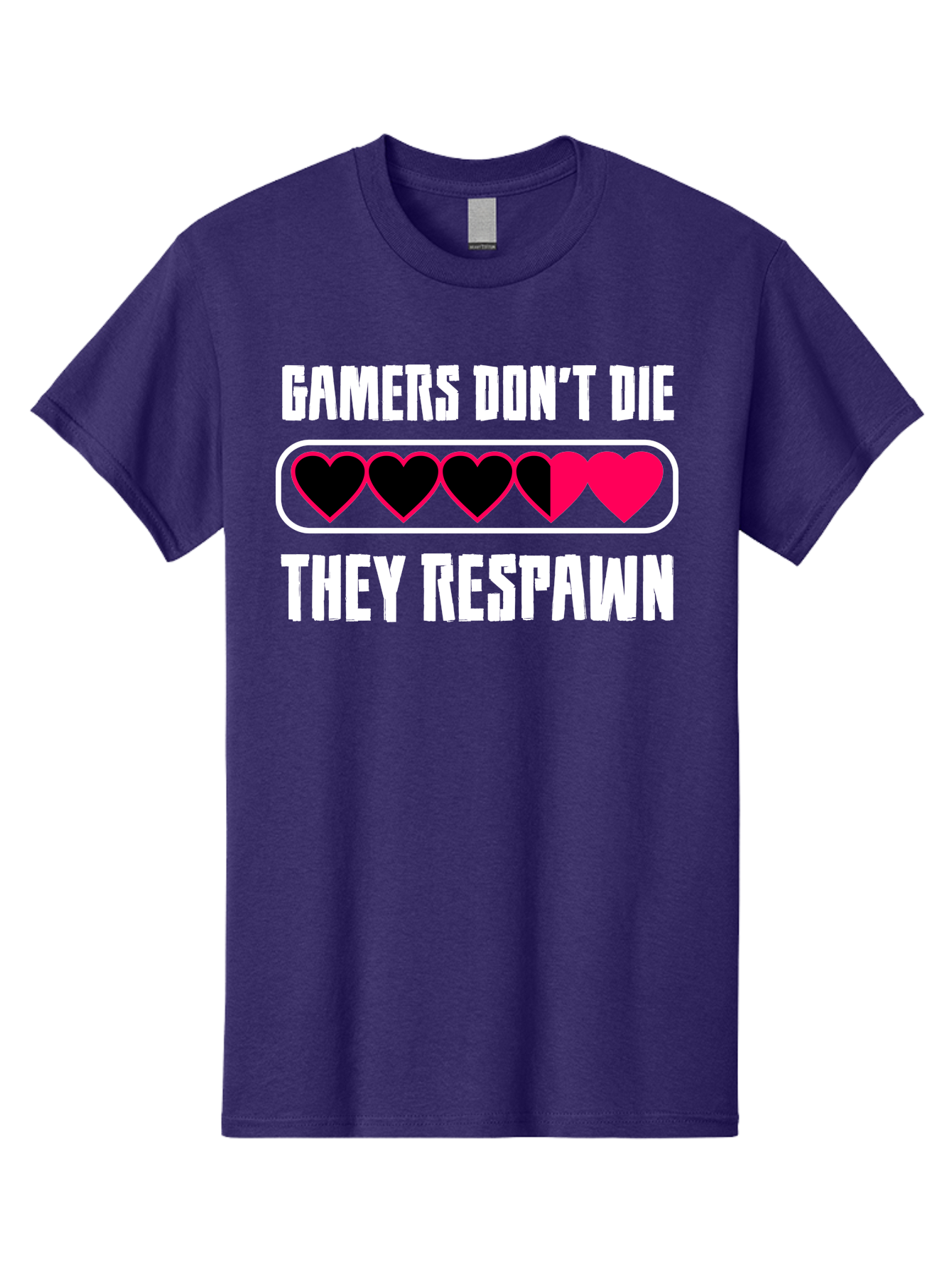 Gamers-Don-T-Die-They-Respwan Men'S Graphic Tee, 100% Cotton, Comfortable Casual Summer Wear, Machine Washable, Gaming Quote, Gamer Life, Respawn, Video Game Humor, Gaming Culture, Gamer Hearts, Digital Entertainment, Gaming Phrase - Aaa637