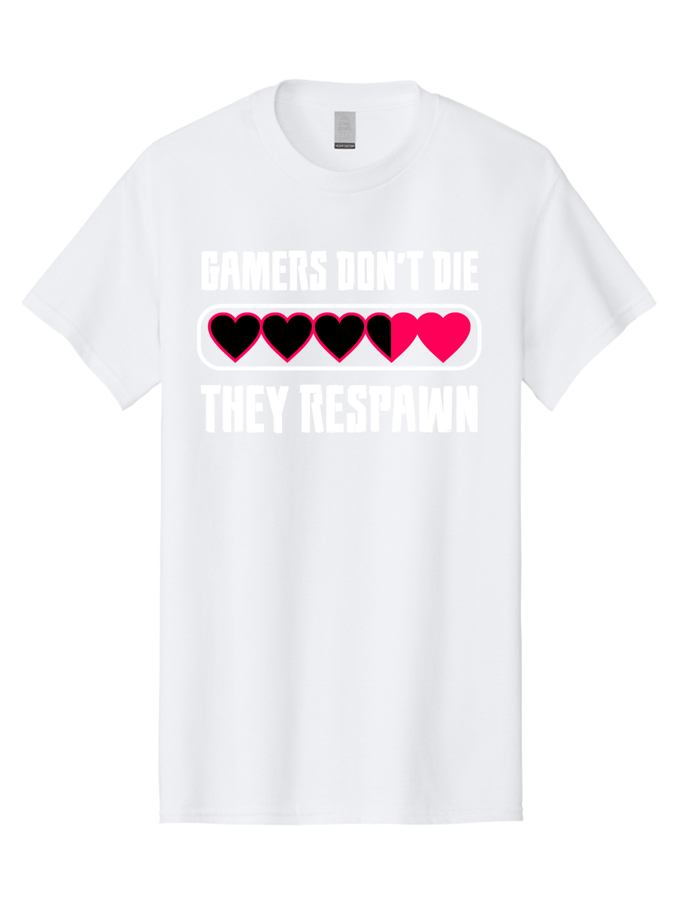 Gamers-Don-T-Die-They-Respwan Men'S Graphic Tee, 100% Cotton, Comfortable Casual Summer Wear, Machine Washable, Gaming Quote, Gamer Life, Respawn, Video Game Humor, Gaming Culture, Gamer Hearts, Digital Entertainment, Gaming Phrase - Aaa637