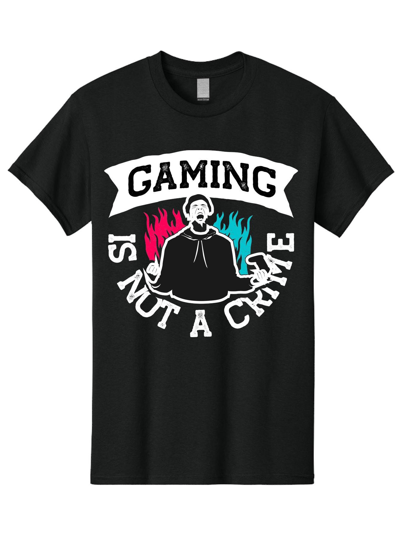 Gaming-Is-Not-A-Crime Men'S Graphic Tee, 100% Cotton, Comfortable Casual Summer Wear, Machine Washable, Gaming Culture, Gamer Identity, Pop Culture Graphics, Bold Typography, Video Game Illustrations, Passionate Expression, Loud And Proud, - Aaa639