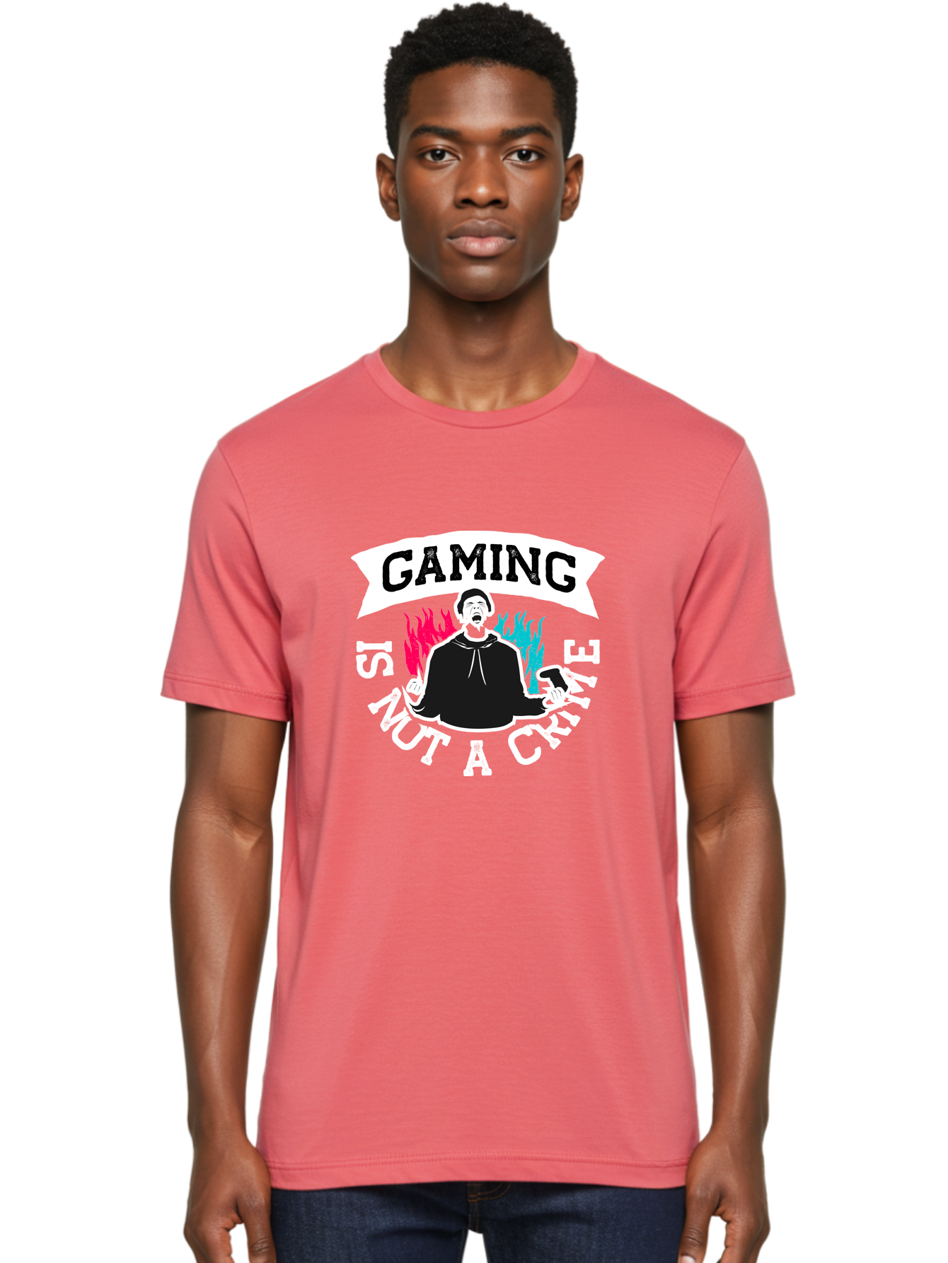 Gaming-Is-Not-A-Crime Men'S Graphic Tee, 100% Cotton, Comfortable Casual Summer Wear, Machine Washable, Gaming Culture, Gamer Identity, Pop Culture Graphics, Bold Typography, Video Game Illustrations, Passionate Expression, Loud And Proud, - Aaa639