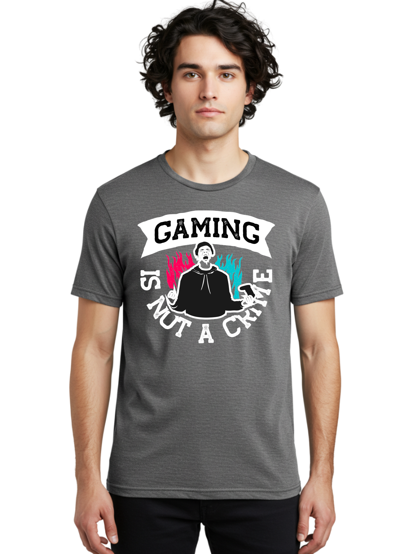 Gaming-Is-Not-A-Crime Men'S Graphic Tee, 100% Cotton, Comfortable Casual Summer Wear, Machine Washable, Gaming Culture, Gamer Identity, Pop Culture Graphics, Bold Typography, Video Game Illustrations, Passionate Expression, Loud And Proud, - Aaa639