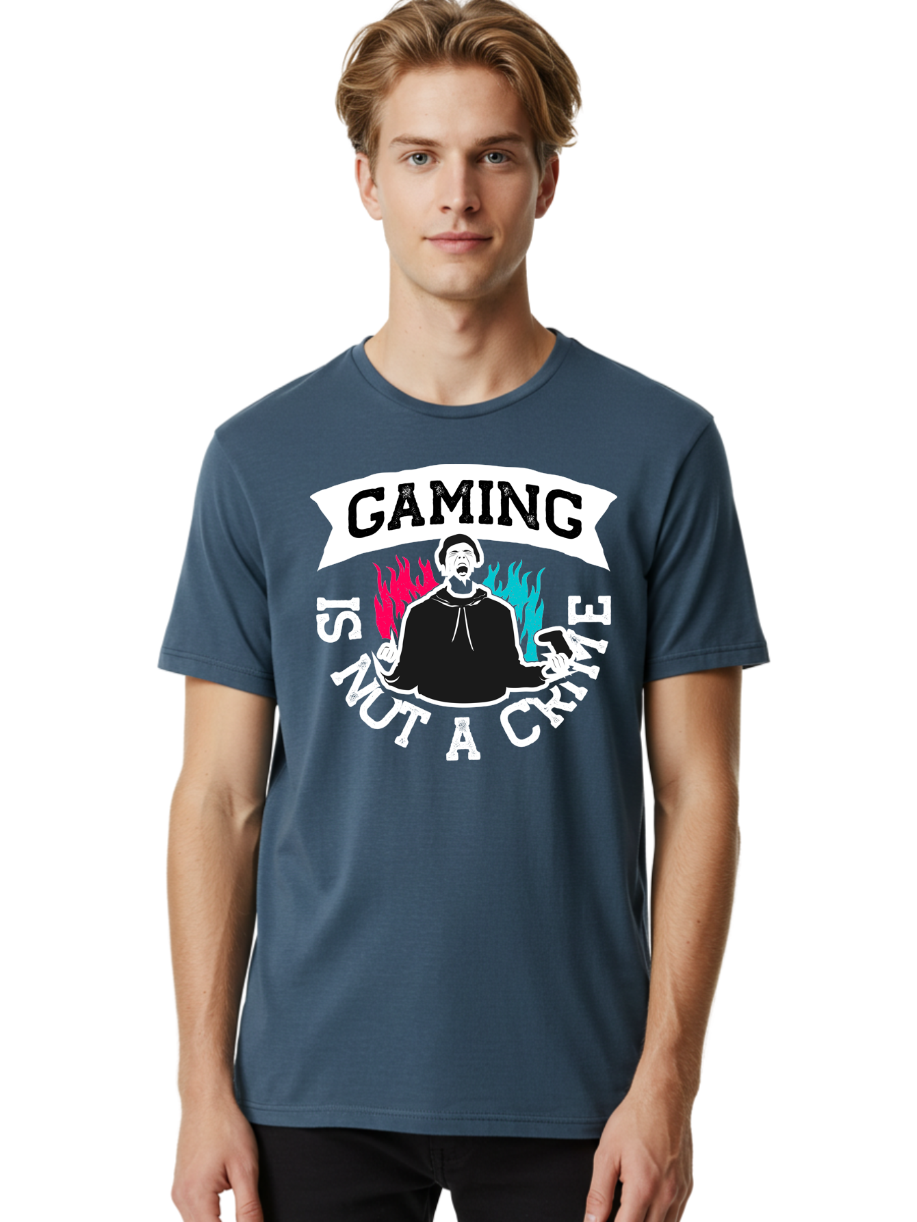 Gaming-Is-Not-A-Crime Men'S Graphic Tee, 100% Cotton, Comfortable Casual Summer Wear, Machine Washable, Gaming Culture, Gamer Identity, Pop Culture Graphics, Bold Typography, Video Game Illustrations, Passionate Expression, Loud And Proud, - Aaa639