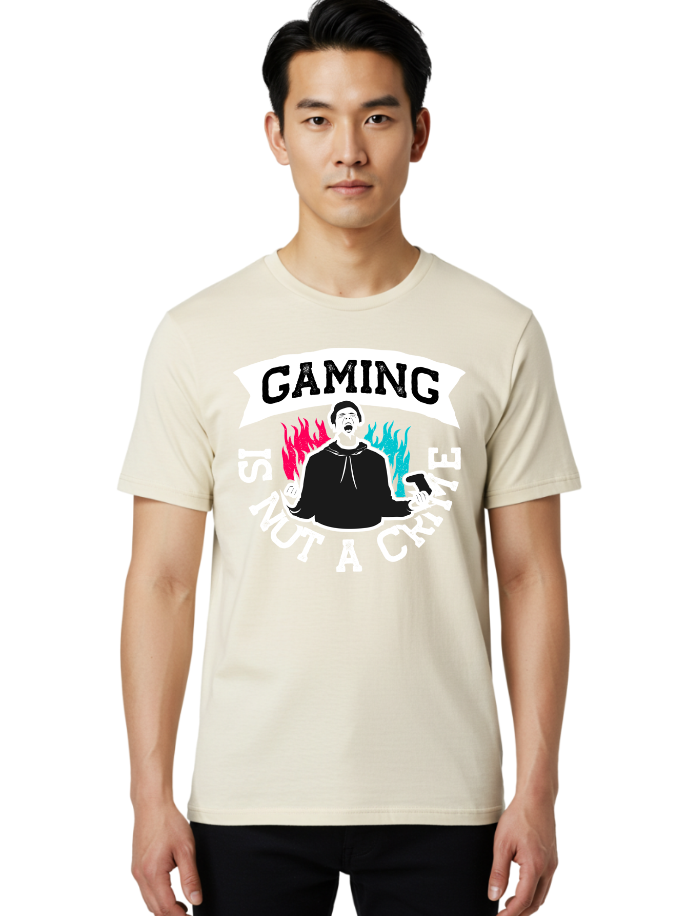 Gaming-Is-Not-A-Crime Men'S Graphic Tee, 100% Cotton, Comfortable Casual Summer Wear, Machine Washable, Gaming Culture, Gamer Identity, Pop Culture Graphics, Bold Typography, Video Game Illustrations, Passionate Expression, Loud And Proud, - Aaa639