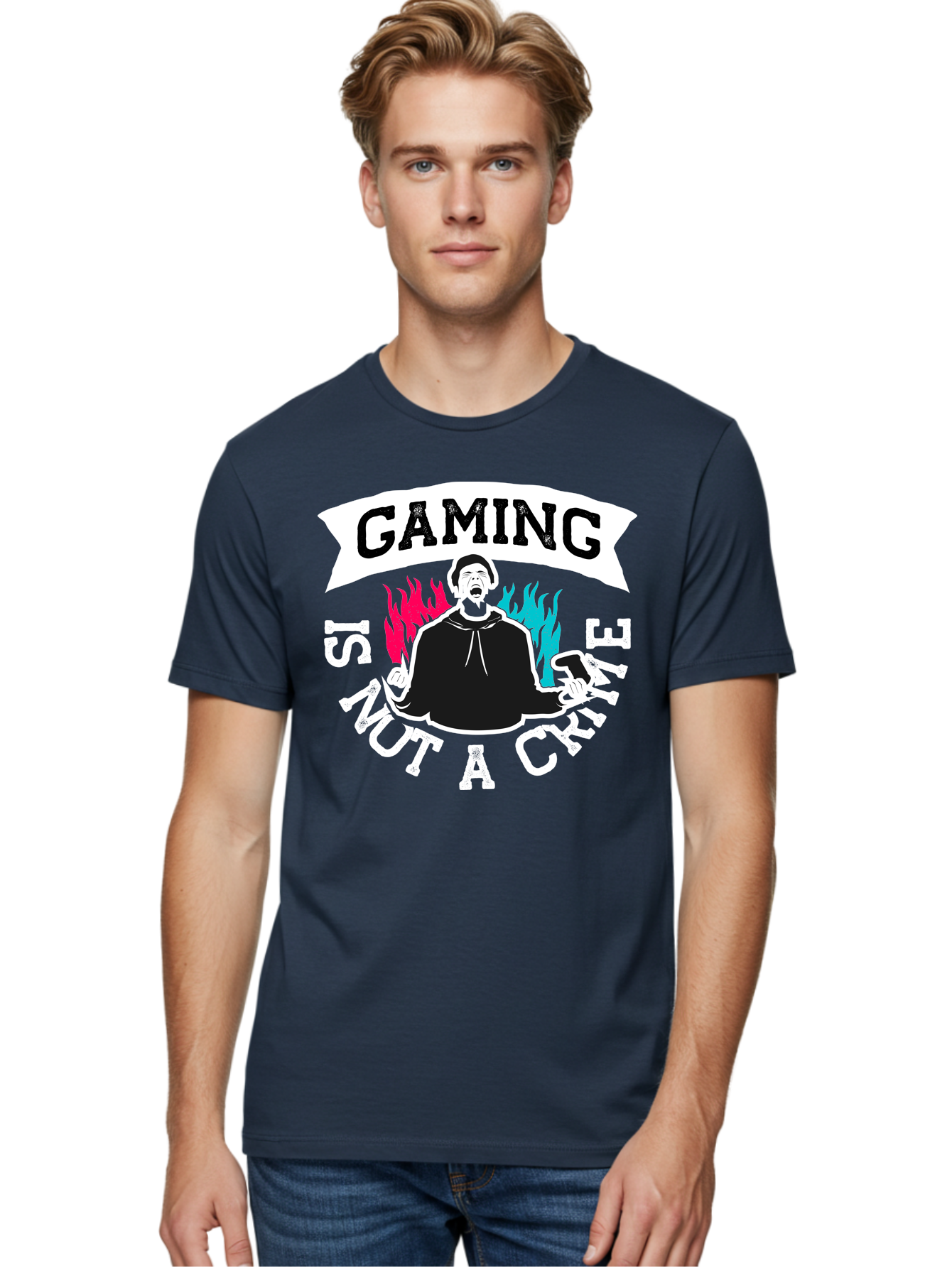 Gaming-Is-Not-A-Crime Men'S Graphic Tee, 100% Cotton, Comfortable Casual Summer Wear, Machine Washable, Gaming Culture, Gamer Identity, Pop Culture Graphics, Bold Typography, Video Game Illustrations, Passionate Expression, Loud And Proud, - Aaa639