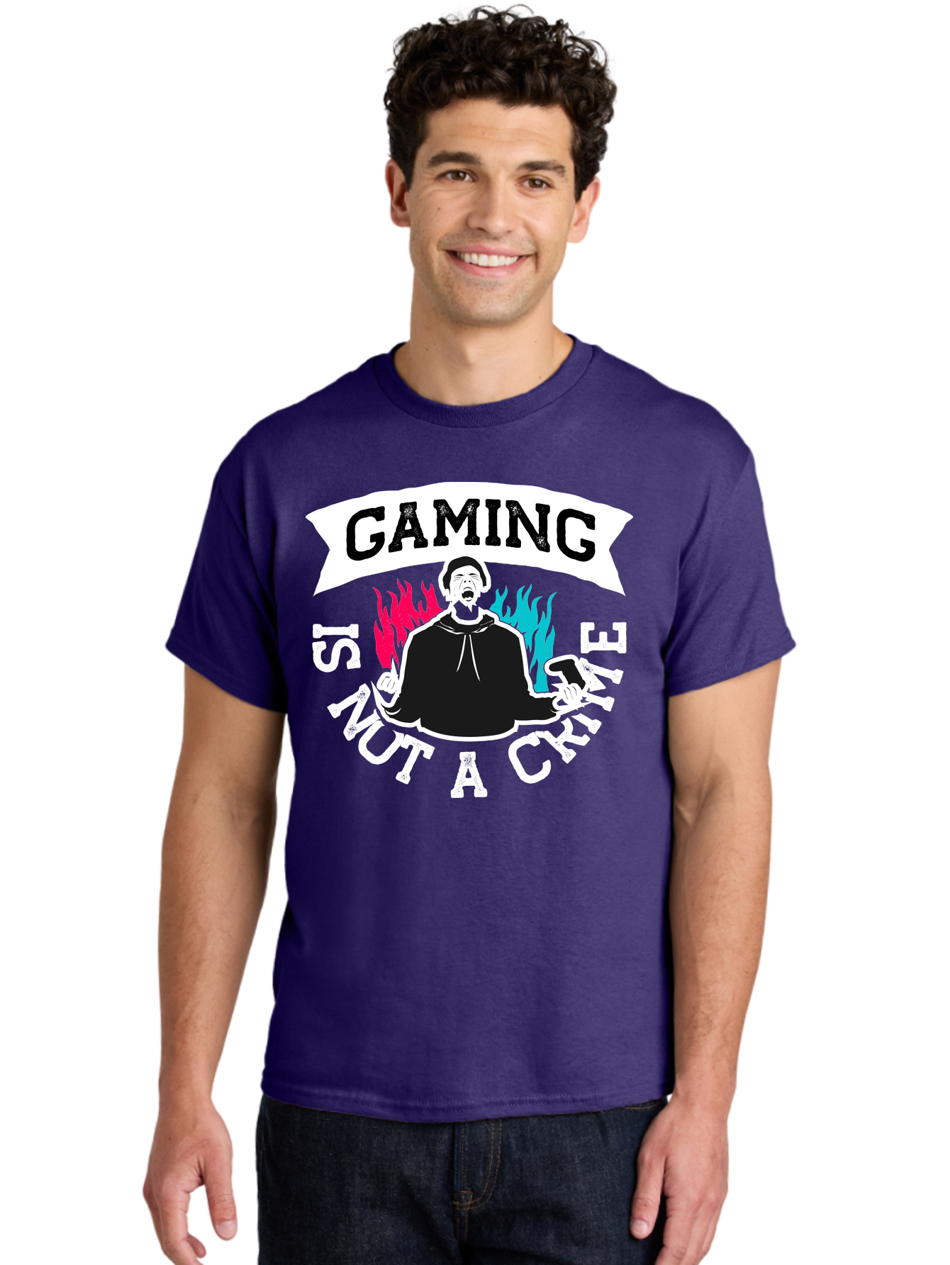 Gaming-Is-Not-A-Crime Men'S Graphic Tee, 100% Cotton, Comfortable Casual Summer Wear, Machine Washable, Gaming Culture, Gamer Identity, Pop Culture Graphics, Bold Typography, Video Game Illustrations, Passionate Expression, Loud And Proud, - Aaa639