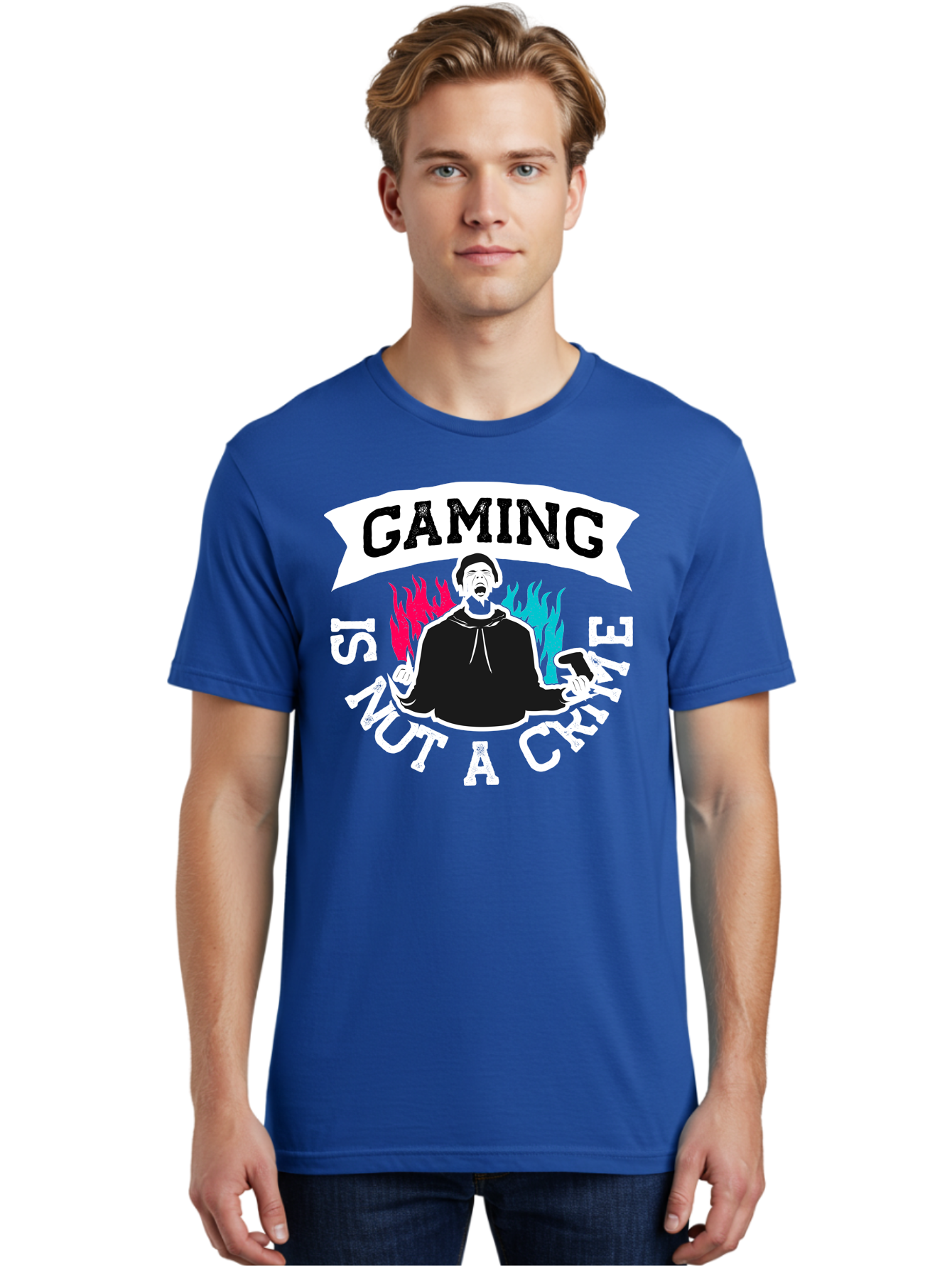 Gaming-Is-Not-A-Crime Men'S Graphic Tee, 100% Cotton, Comfortable Casual Summer Wear, Machine Washable, Gaming Culture, Gamer Identity, Pop Culture Graphics, Bold Typography, Video Game Illustrations, Passionate Expression, Loud And Proud, - Aaa639