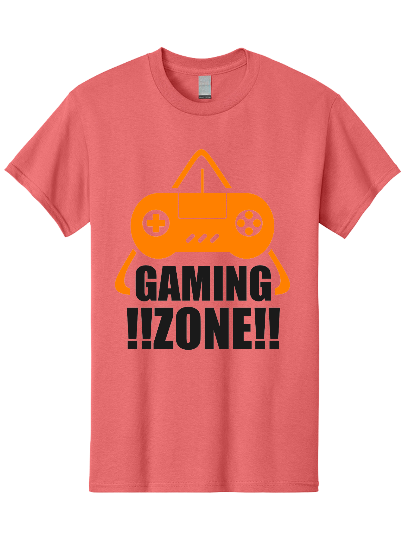 Gaming-Zone Men'S Graphic Tee, 100% Cotton, Comfortable Casual Summer Wear, Machine Washable, Gaming Controller, Orange Graphics, Gaming Zone, Video Games, Gaming Community, Online Gaming, Gaming Culture, Gamer Lifestyle - Aaa641