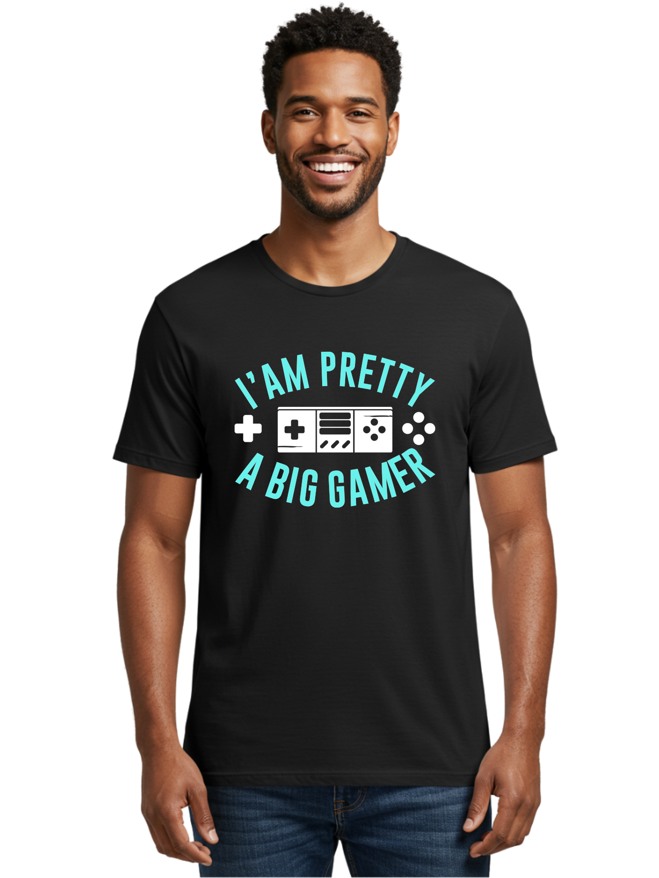 I-Am-Pretty-A-Big-Gamer Men'S Graphic Tee, 100% Cotton, Comfortable Casual Summer Wear, Machine Washable, Gaming Graphic, Gamer Quote, Game Console Icon, I Am Pretty Big Gamer, Positive Affirmation, Gaming Culture, Fun Design, - Aaa642