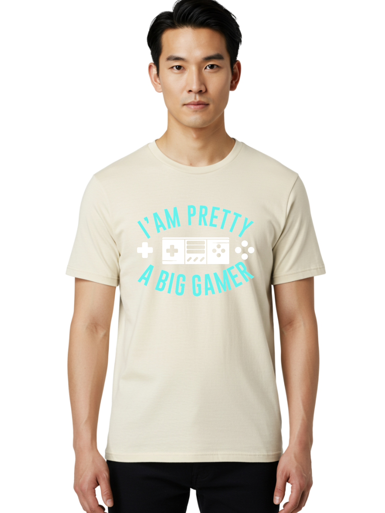 I-Am-Pretty-A-Big-Gamer Men'S Graphic Tee, 100% Cotton, Comfortable Casual Summer Wear, Machine Washable, Gaming Graphic, Gamer Quote, Game Console Icon, I Am Pretty Big Gamer, Positive Affirmation, Gaming Culture, Fun Design, - Aaa642
