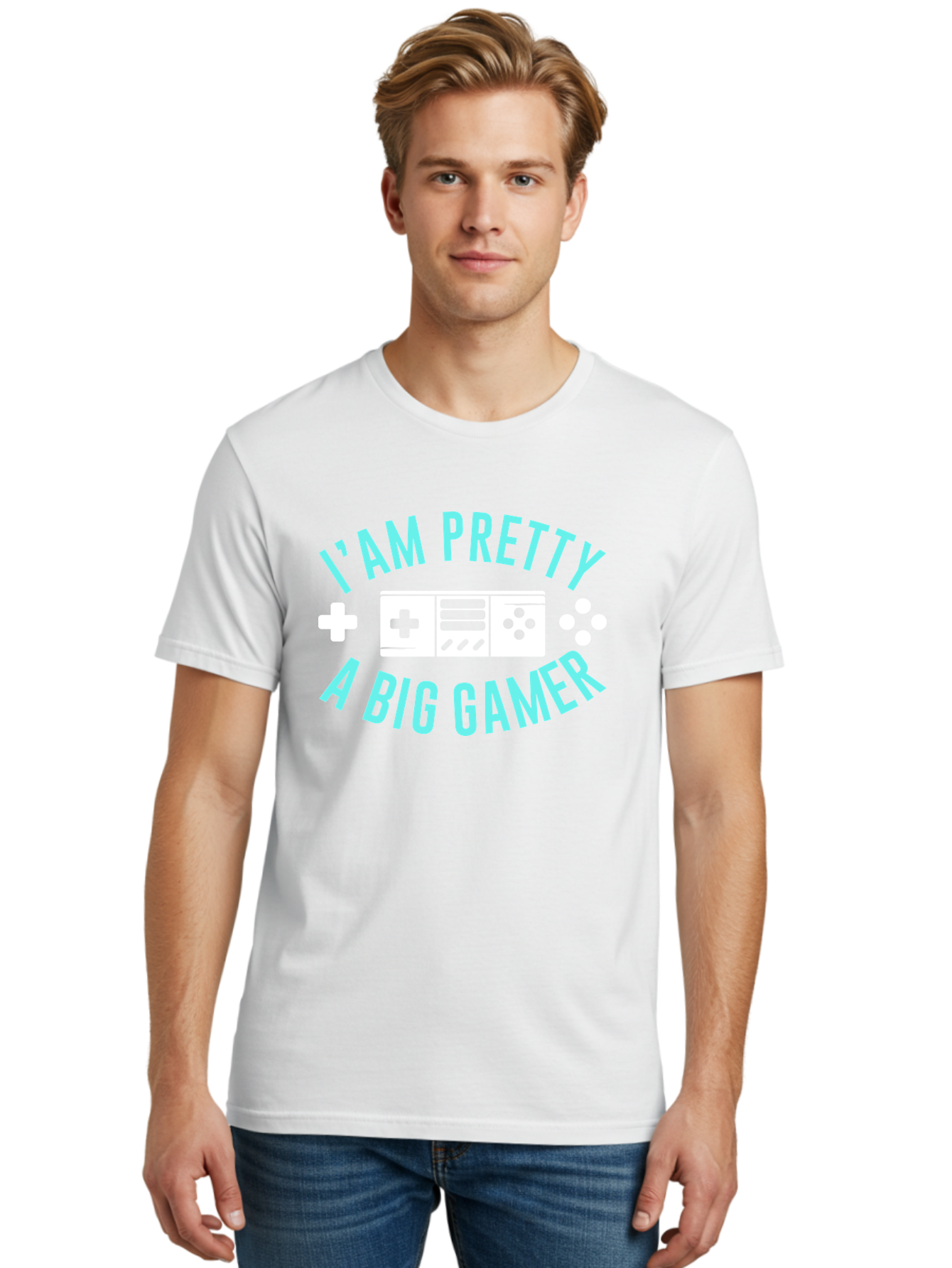 I-Am-Pretty-A-Big-Gamer Men'S Graphic Tee, 100% Cotton, Comfortable Casual Summer Wear, Machine Washable, Gaming Graphic, Gamer Quote, Game Console Icon, I Am Pretty Big Gamer, Positive Affirmation, Gaming Culture, Fun Design, - Aaa642