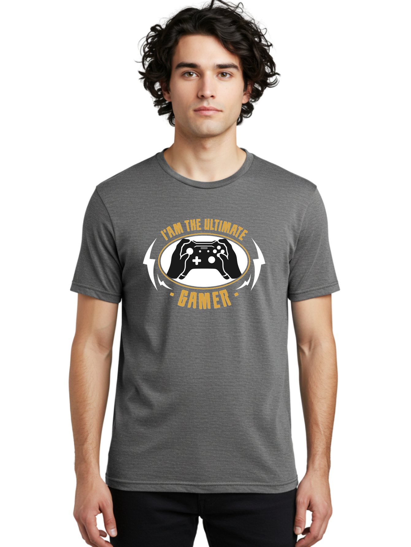 I-Am-The-Ultimate-Gamer Men'S Graphic Tee, 100% Cotton, Comfortable Casual Summer Wear, Machine Washable, Gaming Controller, Gamer Lifestyle, Video Game Culture, Gaming Community, Ultimate Gamer, Gaming Graphics, Game On - Aaa643